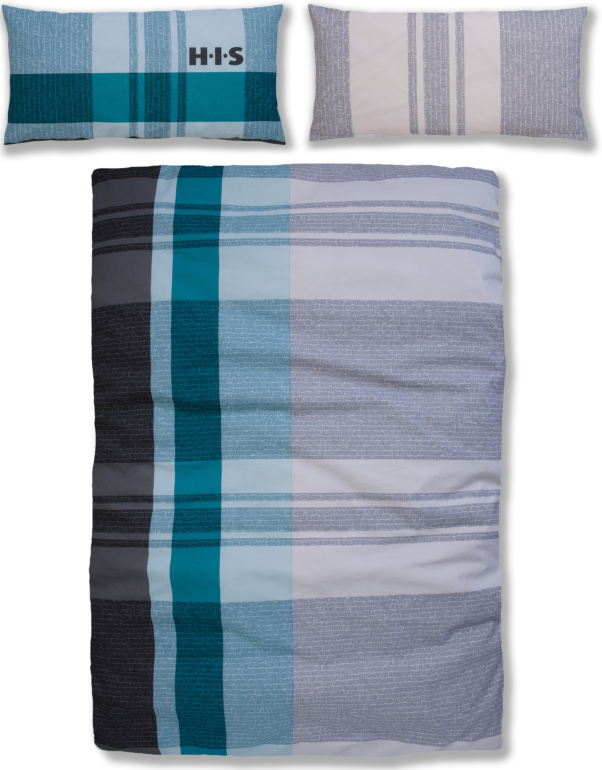 H.I.S Bettwäsche »Pascal«, (2 tlg.), aus 100% Baumwolle, Biber (Flanell) Qualität, Bett- und Kopfkissenbezug mit Reißverschluss, Bettwäsche Set unterstützt die Initiative Cotton made in Africa, Made in Green zertifiziert