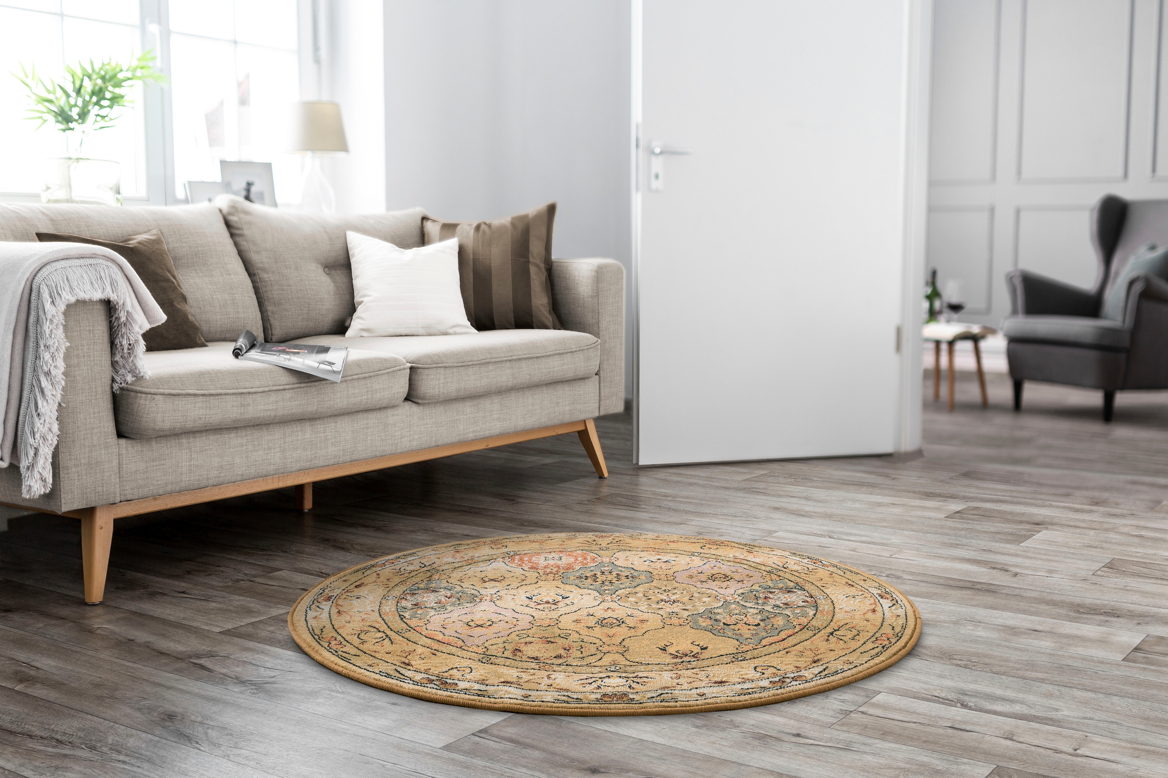 THEKO Teppich »Gabiro 208«, rund, Orient-Optik, ideal im Wohnzimmer &  Schlafzimmer online kaufen | Kurzflor-Teppiche