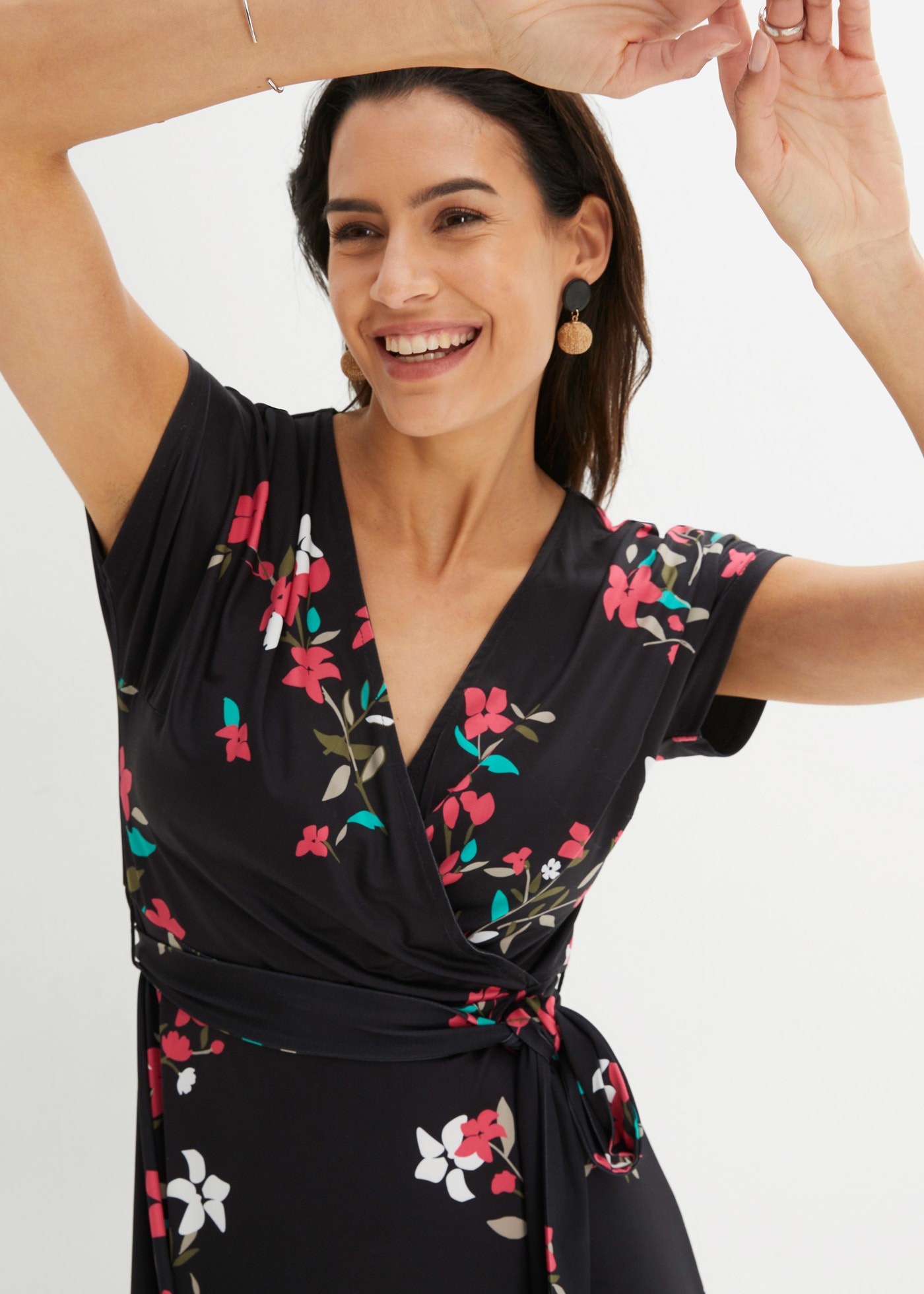 bonprix Jerseykleid für festliche Anlässe, Kurzarm, figurumspielende Passform