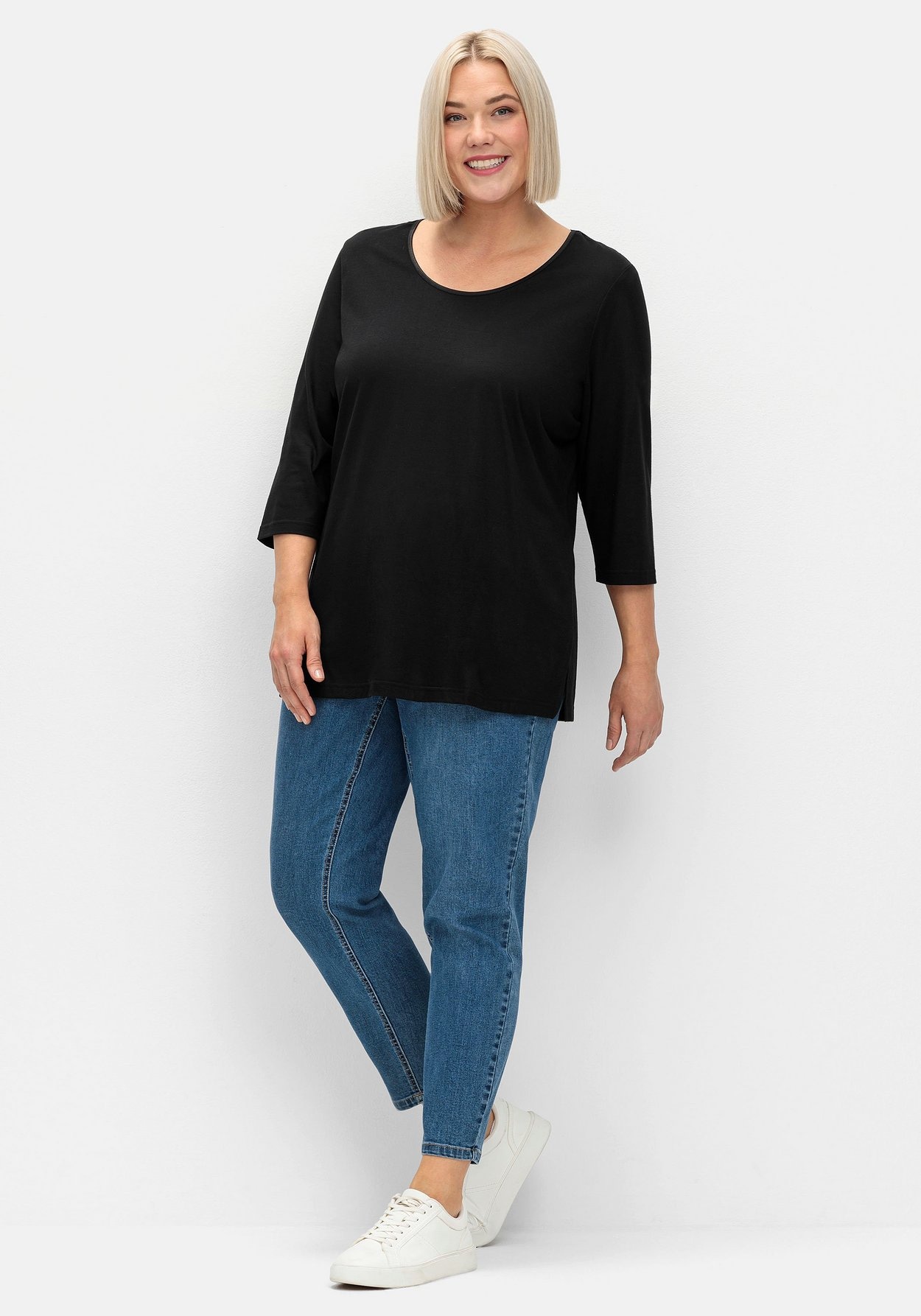 Sheego 3/4-Arm-Shirt »3/4-Arm-Shirt mit dezent glänzender Blende«