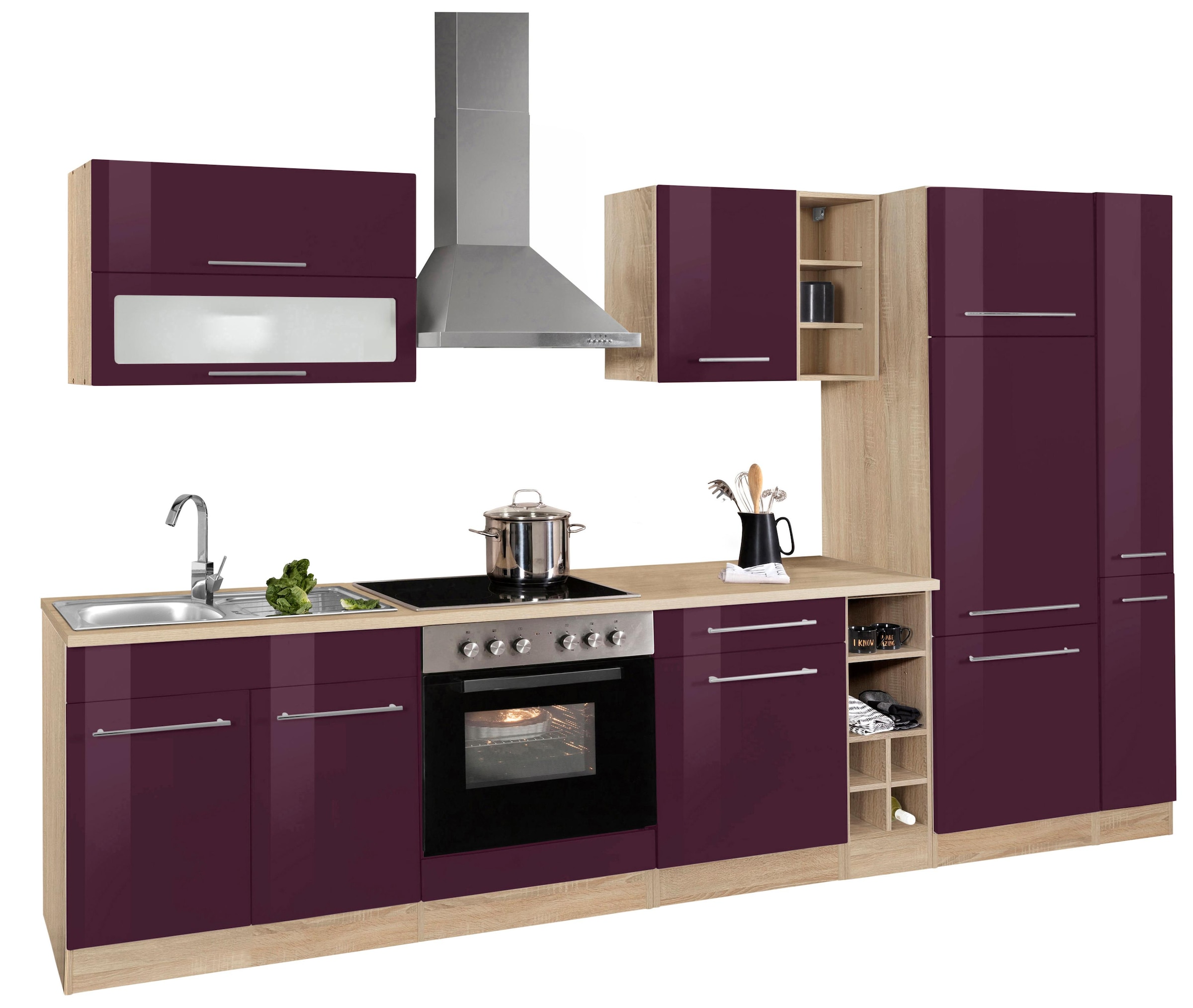 KOCHSTATION Küchenzeile »KS-Eton«, mit E-Geräten, Breite 330 cm