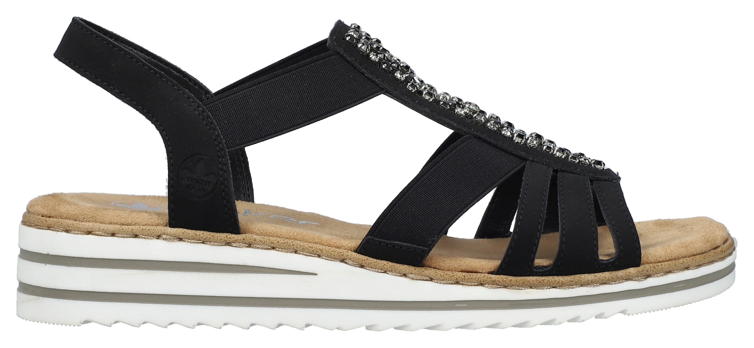 Rieker Keilsandalette, Sommerschuh, Sandale, Keilabsatz, mit Gummizüge für guten Sitz