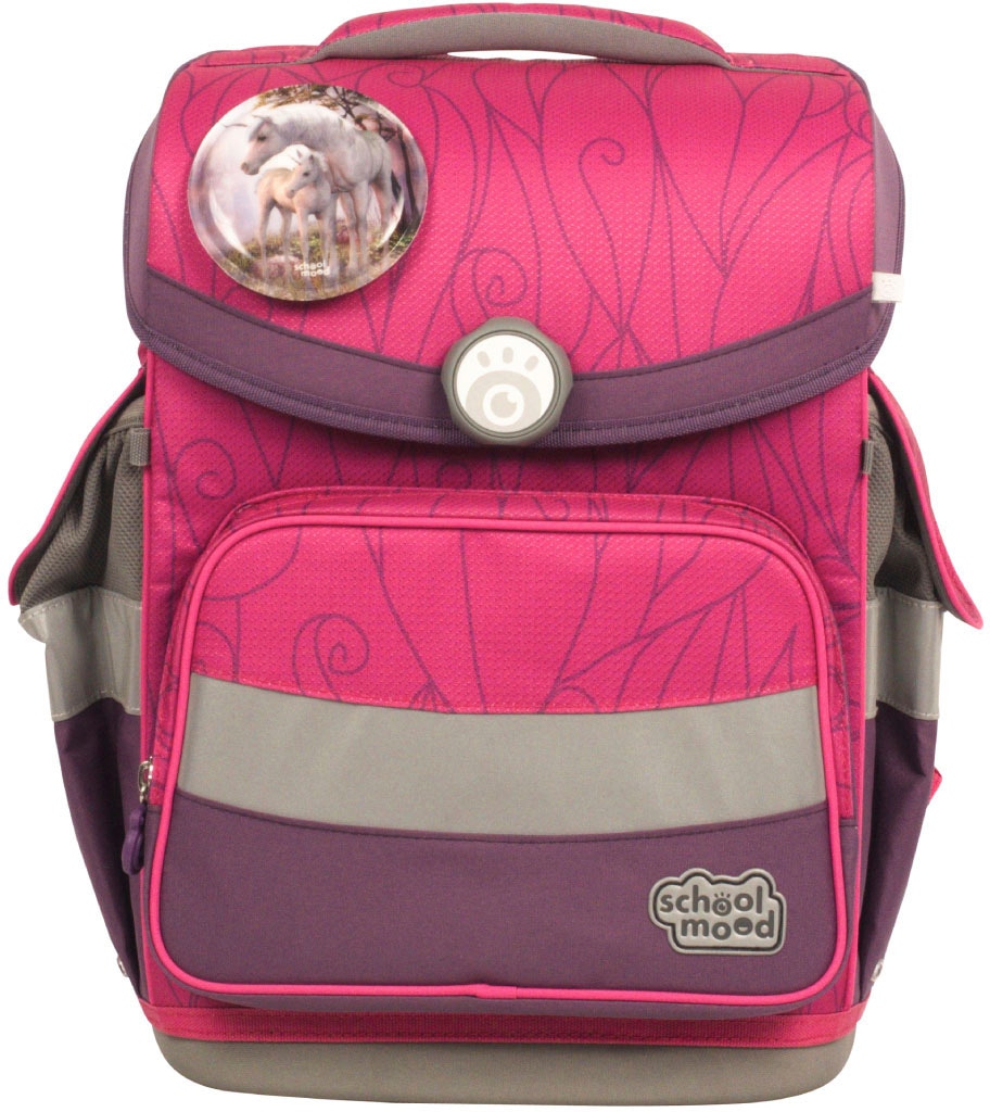 SCHOOL-MOOD® Schulranzen »Timeless, Luisa (Einhorn)«, retroreflektierende Flächen, mit LED-Patchy; aus recyceltem Material