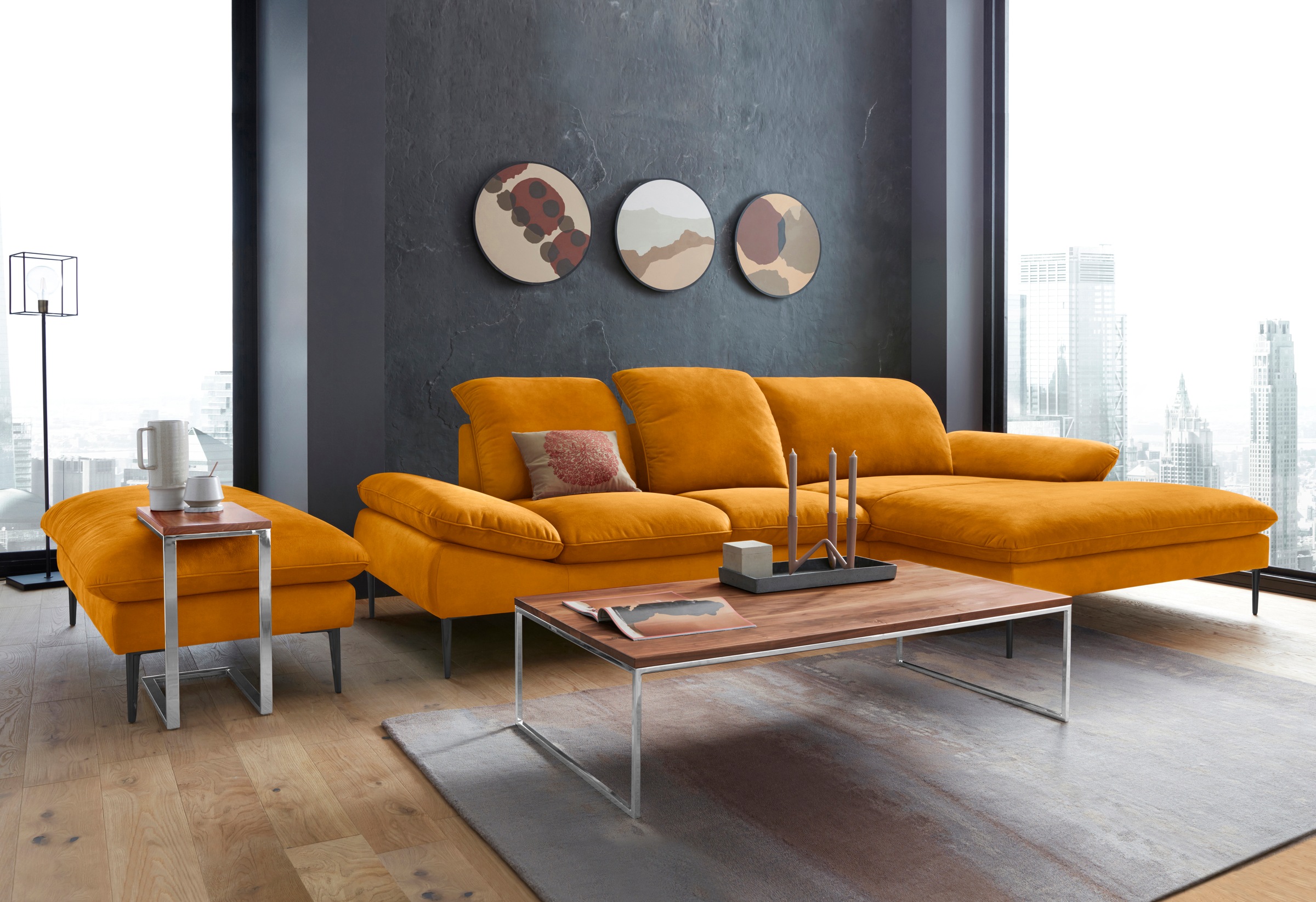 W.SCHILLIG Ecksofa »enjoy&MORE, Designsofa, elegant und bequem, L-Form«, Sitztiefenverstellung, Füße schwarz pulverbeschichtet, Breite 310 cm