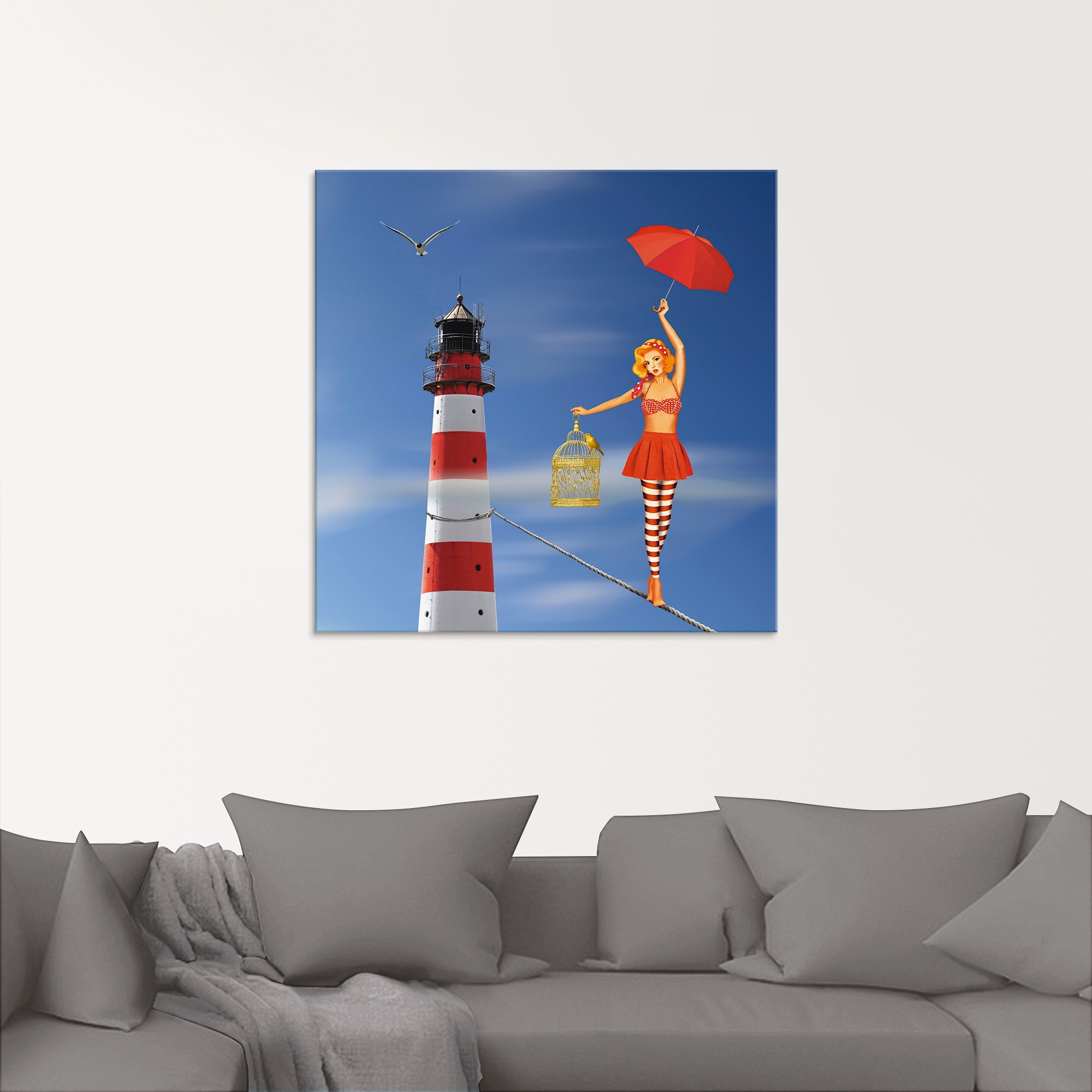 Artland Glasbild »Nur fliegen ist schöner«, Frau, (1 St.), in verschiedenen Größen