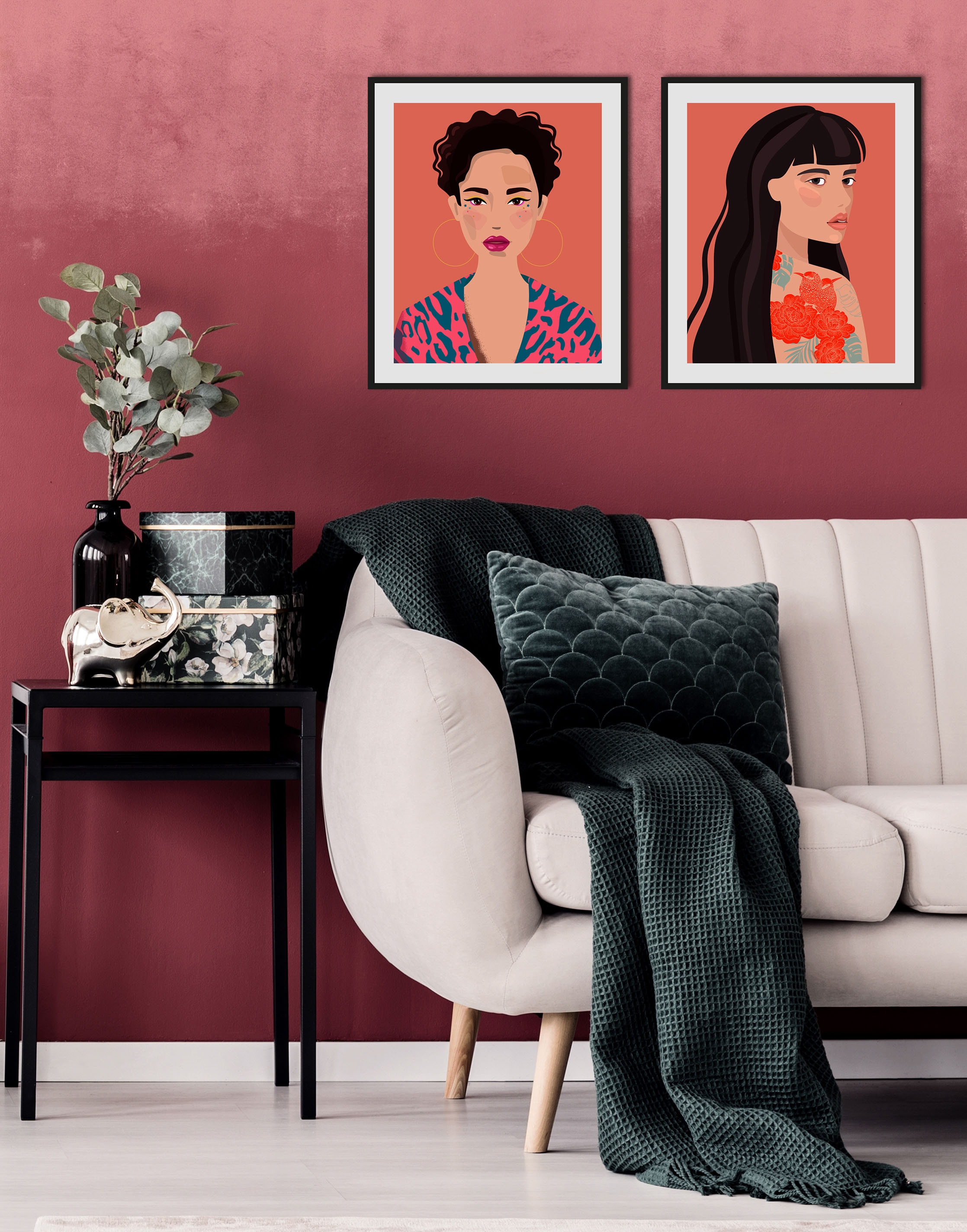queence Bild »Ajosch«, Frau-Porträts-Portrait-Bilder von Frauen-Fashion-Mode-Magazincover, (2 St.), HD Premium Poster-Druck inkl. Holzrahmen