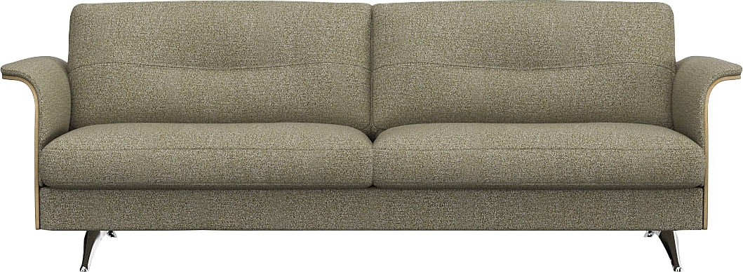 FLEXLUX 3-Sitzer »Glow Designsofa, bequem und komfortabel durch hochwertigen Sitzaufbau« Skandinavisches Design, hochwertige Verarbeitung, Armlehne walnuss