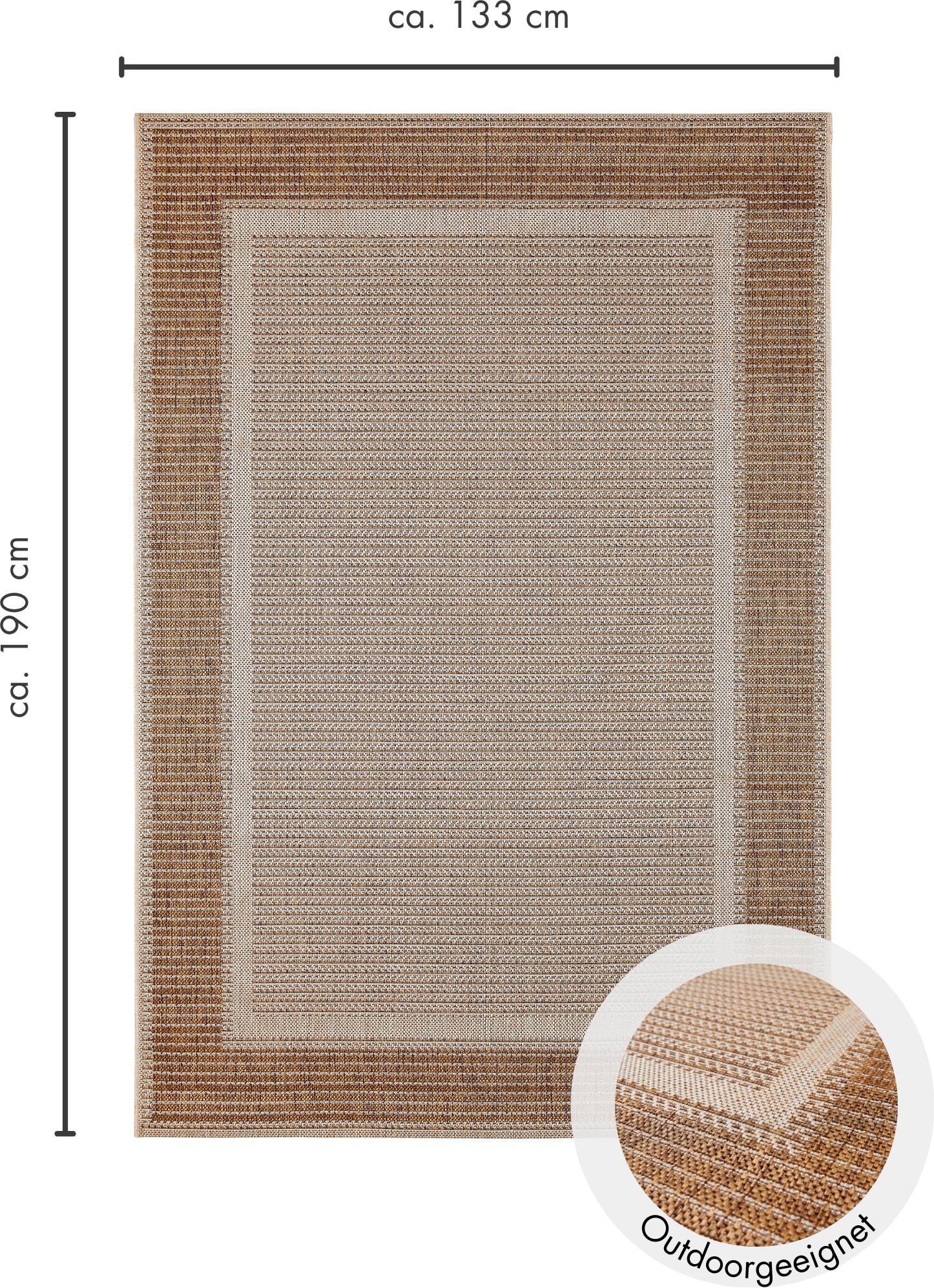 Andiamo Teppich »ARIZONA 2« rechteckig 5 mm Höhe Flachgewebe, mit Bordüre, In- und Outdoor geeignet, Wohnzimmer