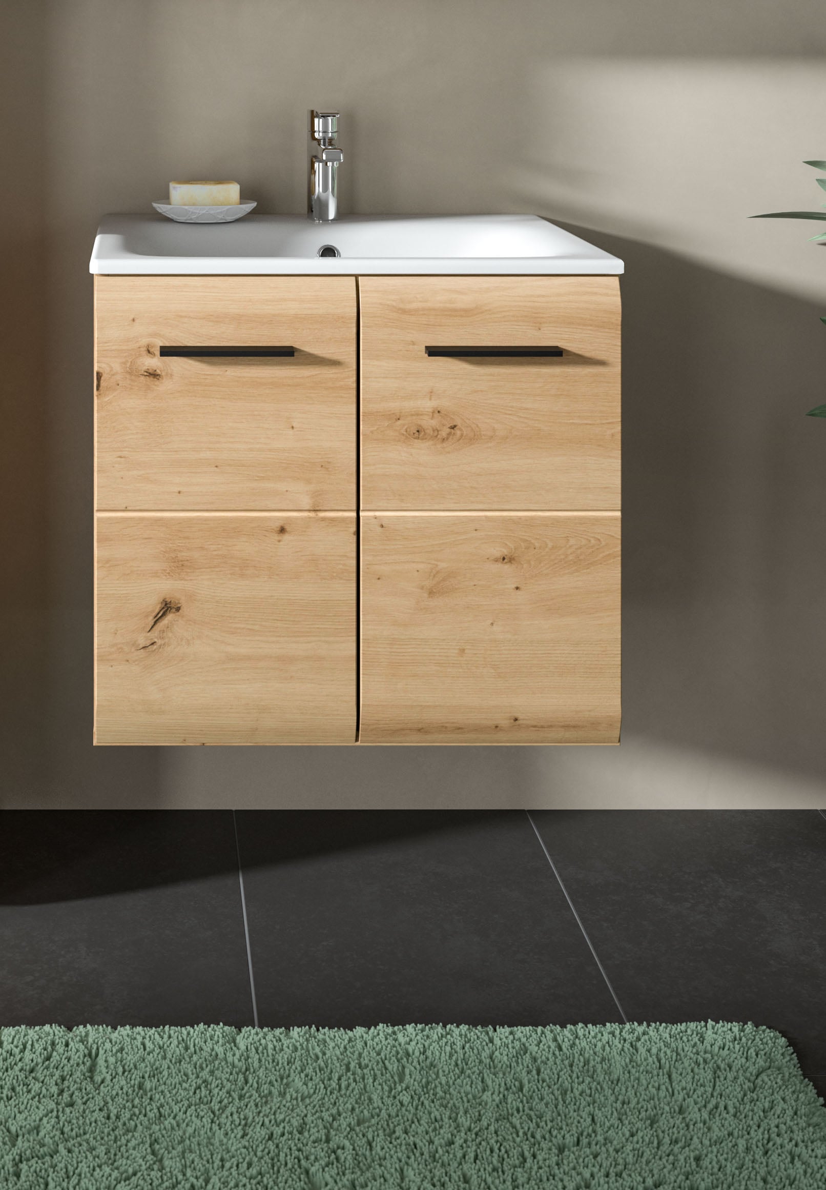 INOSIGN Waschbeckenunterschrank 2 Stk. tlg. Florenz, Waschtisch inkl. Waschbecken, Artisan Oak NB, 60 cm breit