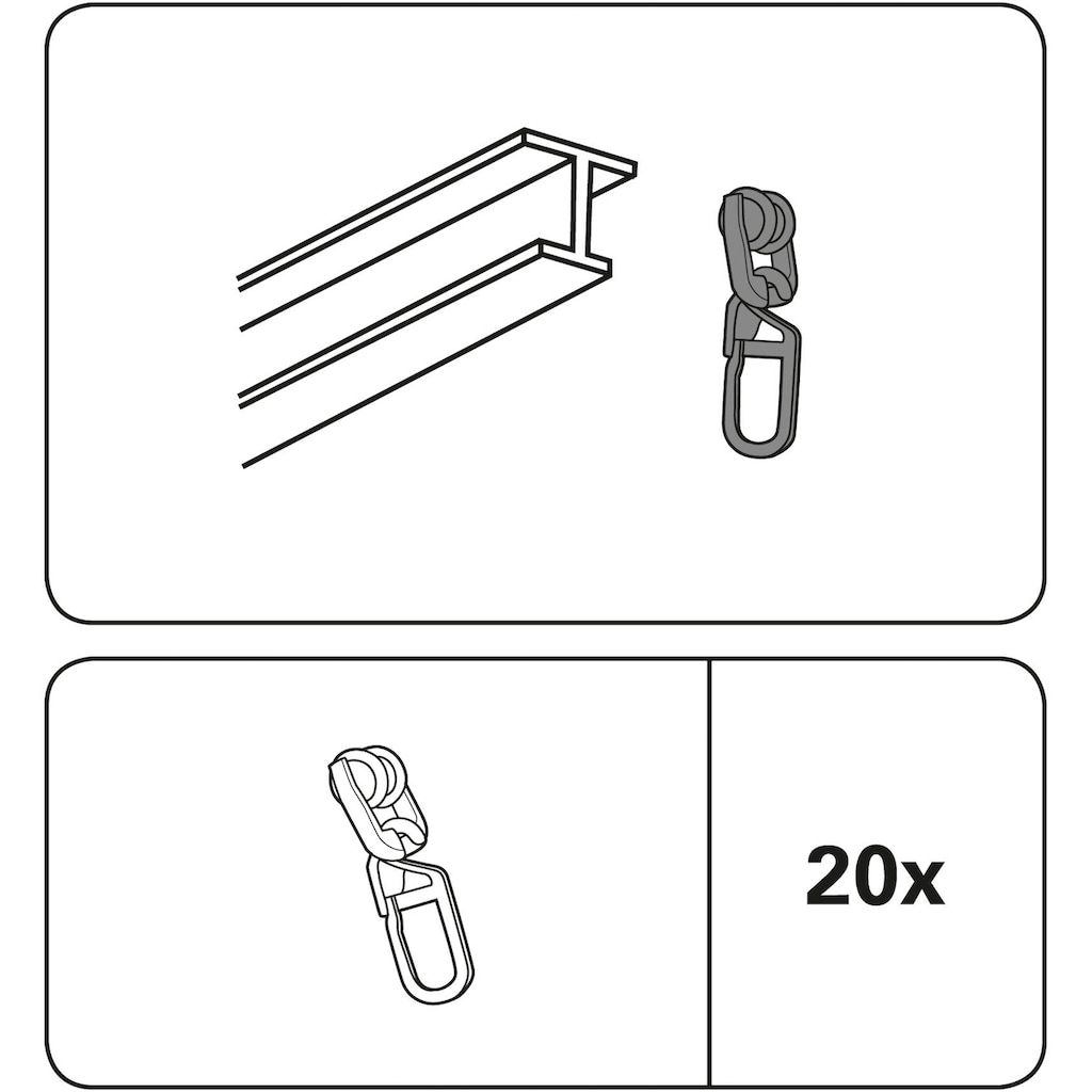 GARDINIA Gardinenring »T-Rollringe mit Faltenlegehaken«, (20 St.)