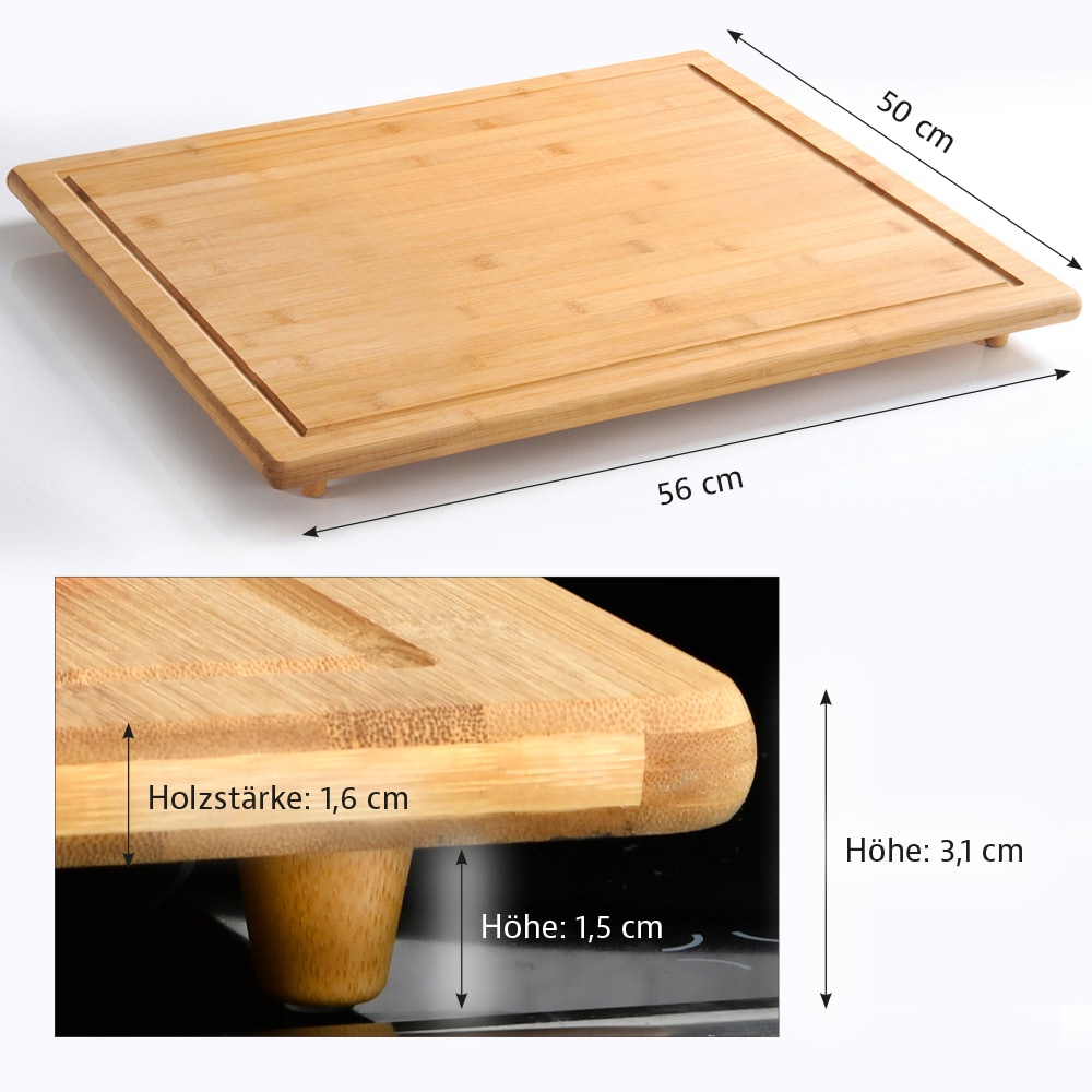 KESPER® Herdblende-/Abdeckplatte »Herdabdeckplatte, Bon appetit, Bambus« mit vier Bambusfüßen
