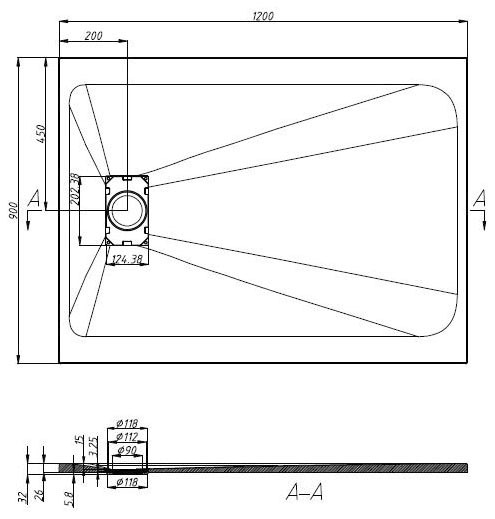 Sanotechnik Duschwanne »SMC Brausetasse«, LxB: 120x90cm; schneidbar