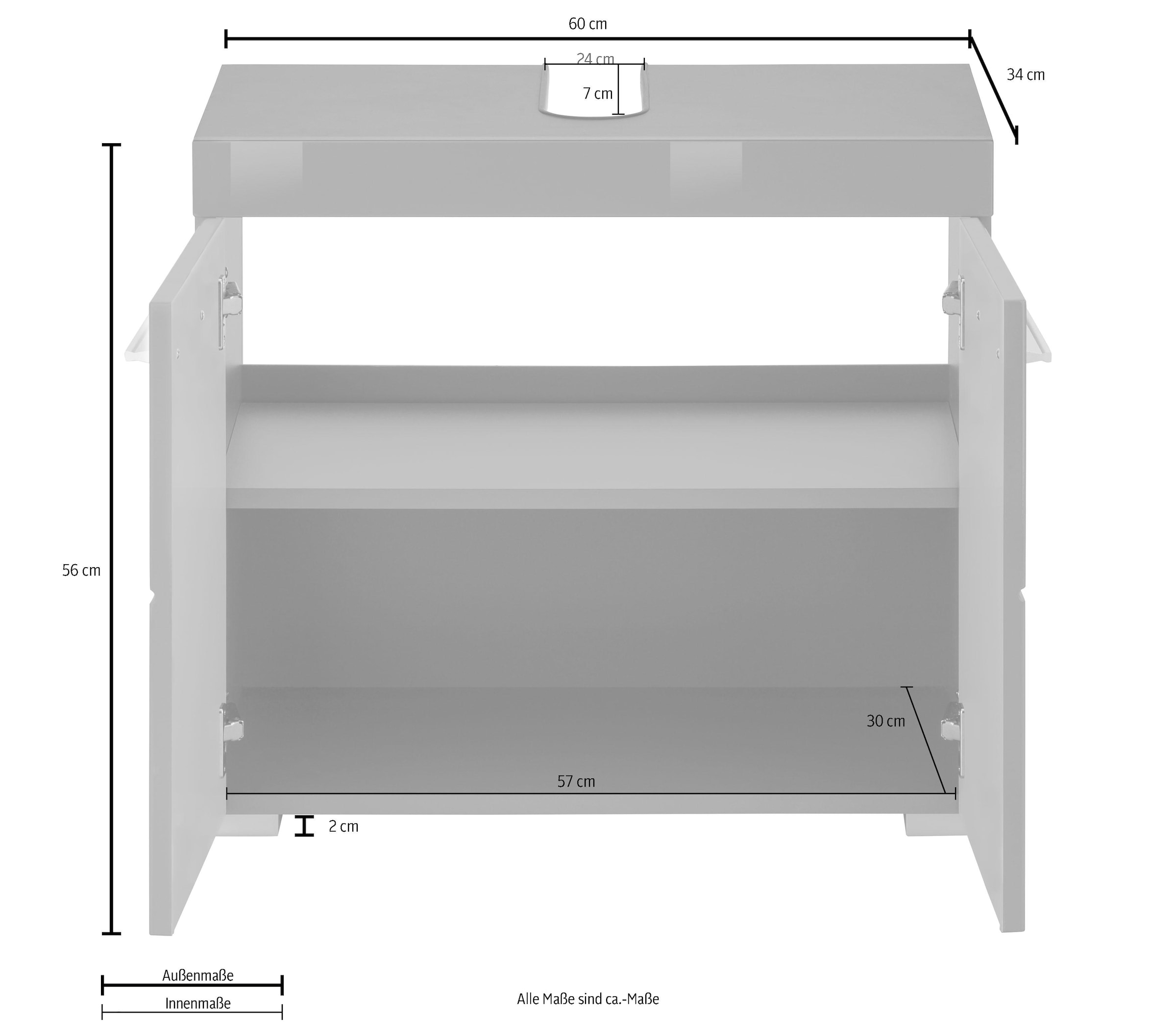 INOSIGN Waschbeckenunterschrank »Avena«, Höhe 56 cm, Badezimmerschrank mit 2 Türen und Aussparung