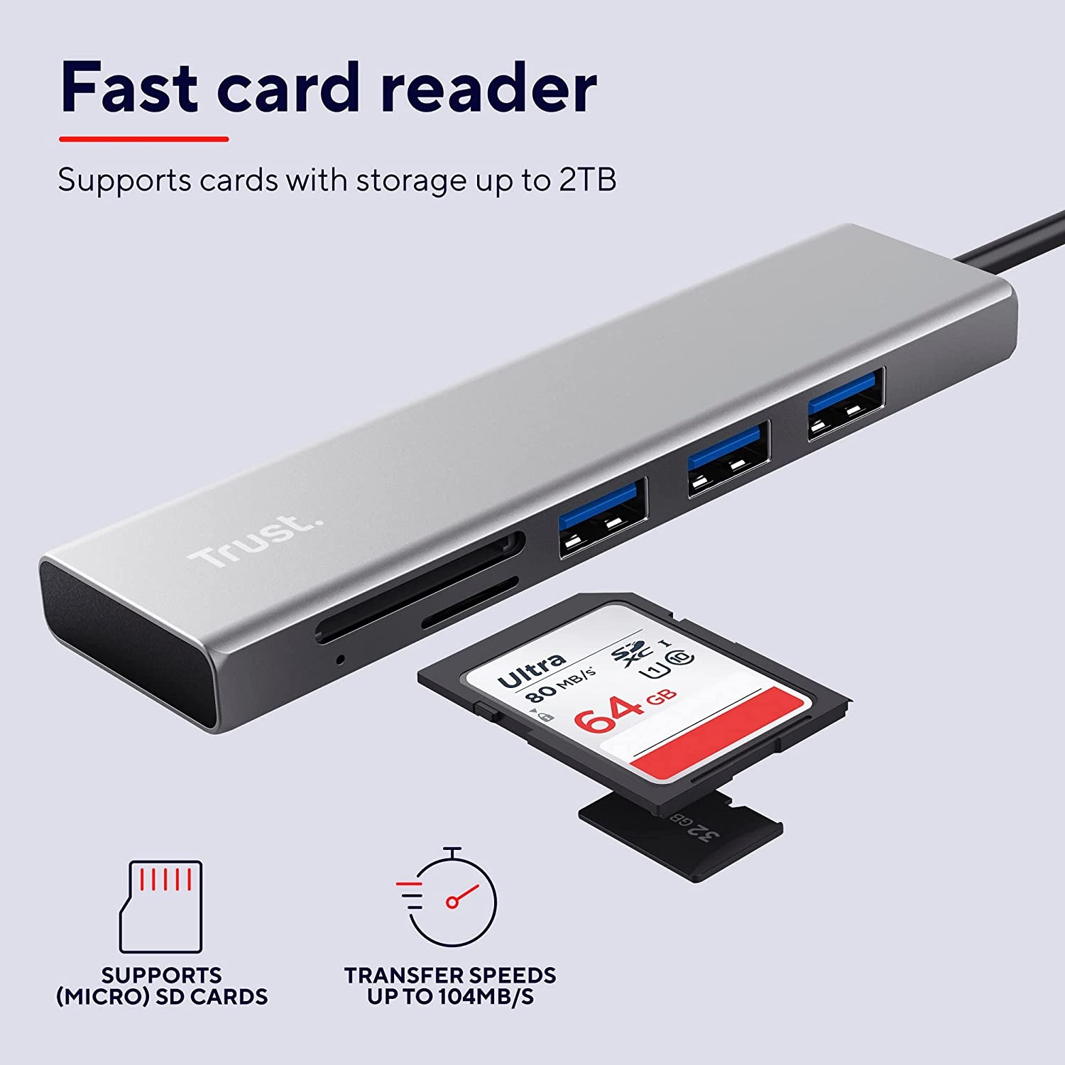 Trust Adapter »HALYX FAST USB-C HUB & CARD READER«, 15 cm