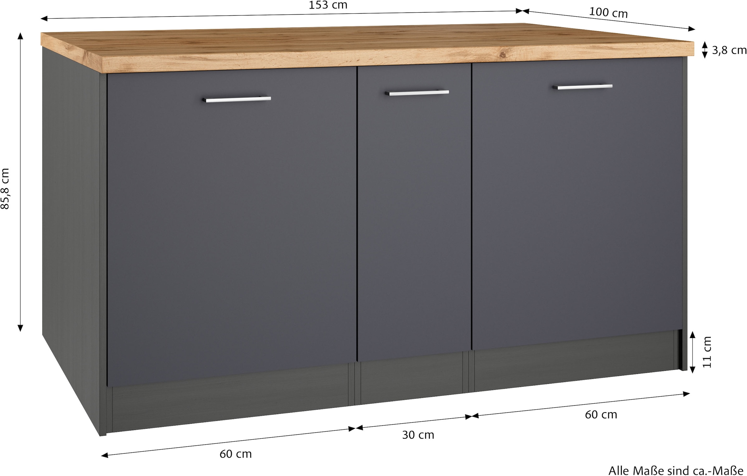 KOCHSTATION Kücheninsel »KS-Milan« Stellmaß 153/100 cm, viel Stauraum, Lebensmittelpunkt: Küche