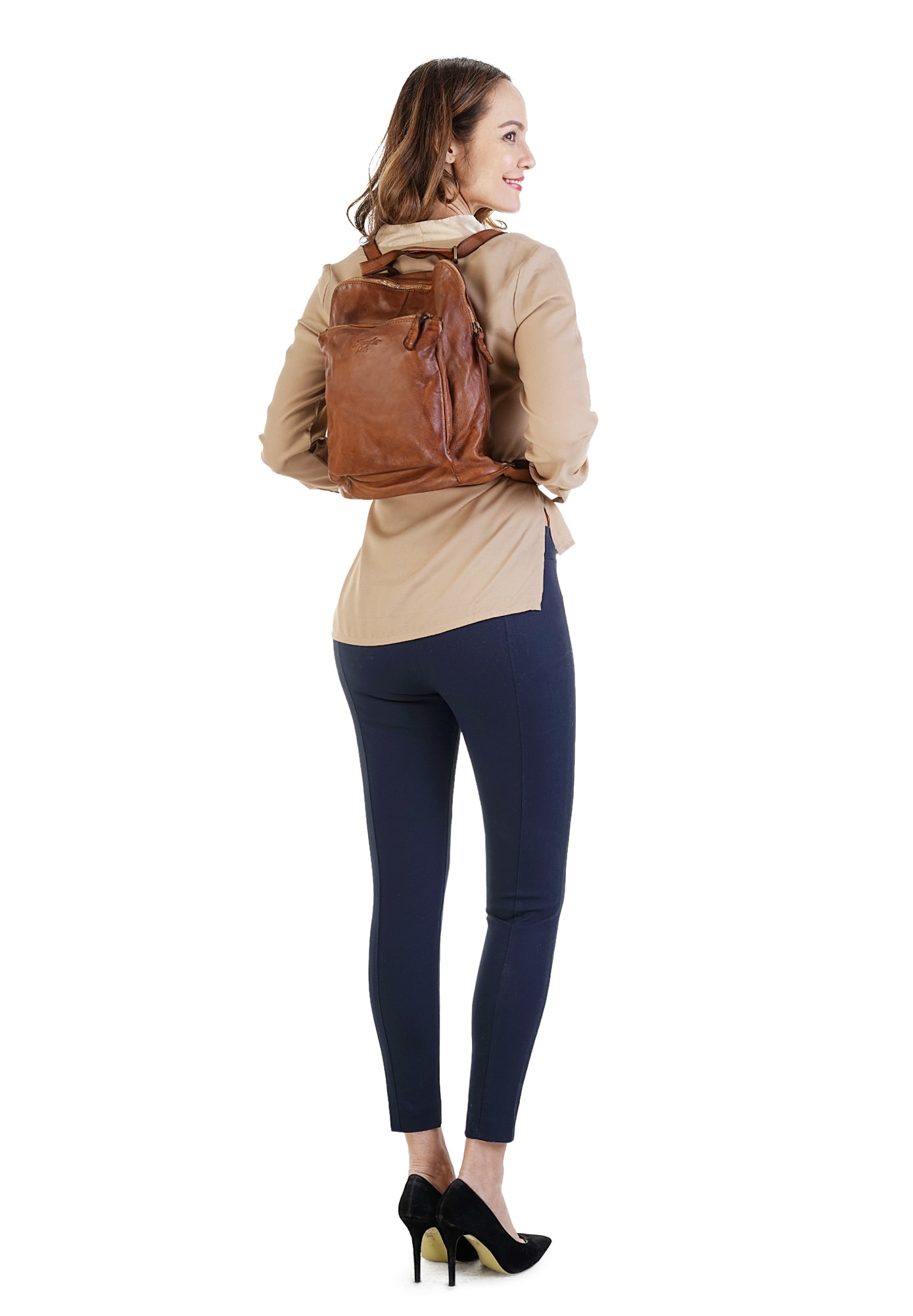 Samantha Look Cityrucksack, echt Leder, Made in Italy