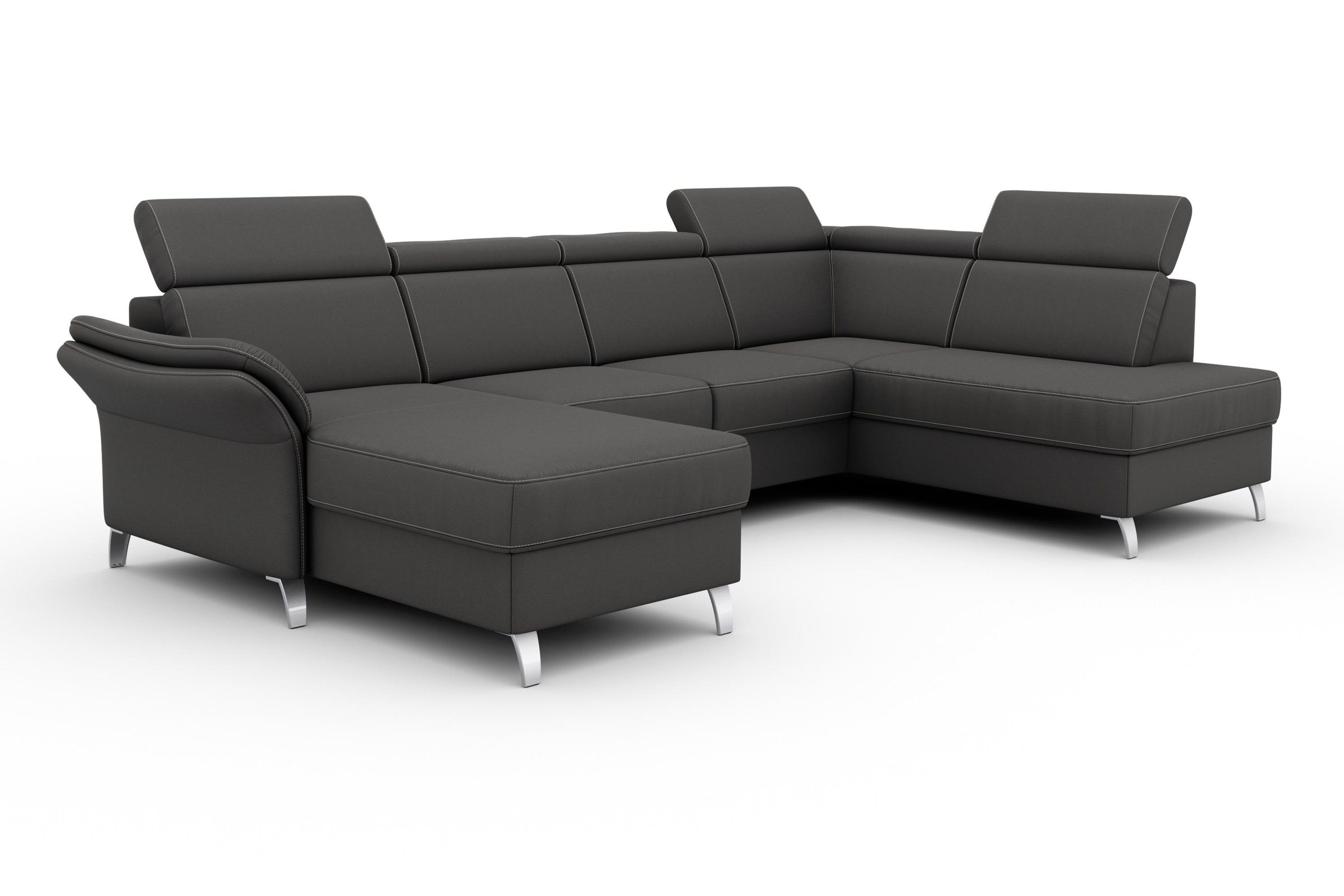 sit&more Wohnlandschaft »Vincenzo U-Form«, inklusive Kopfteilverstellung, wahlweise mit Bettfunktion, Bettkasten