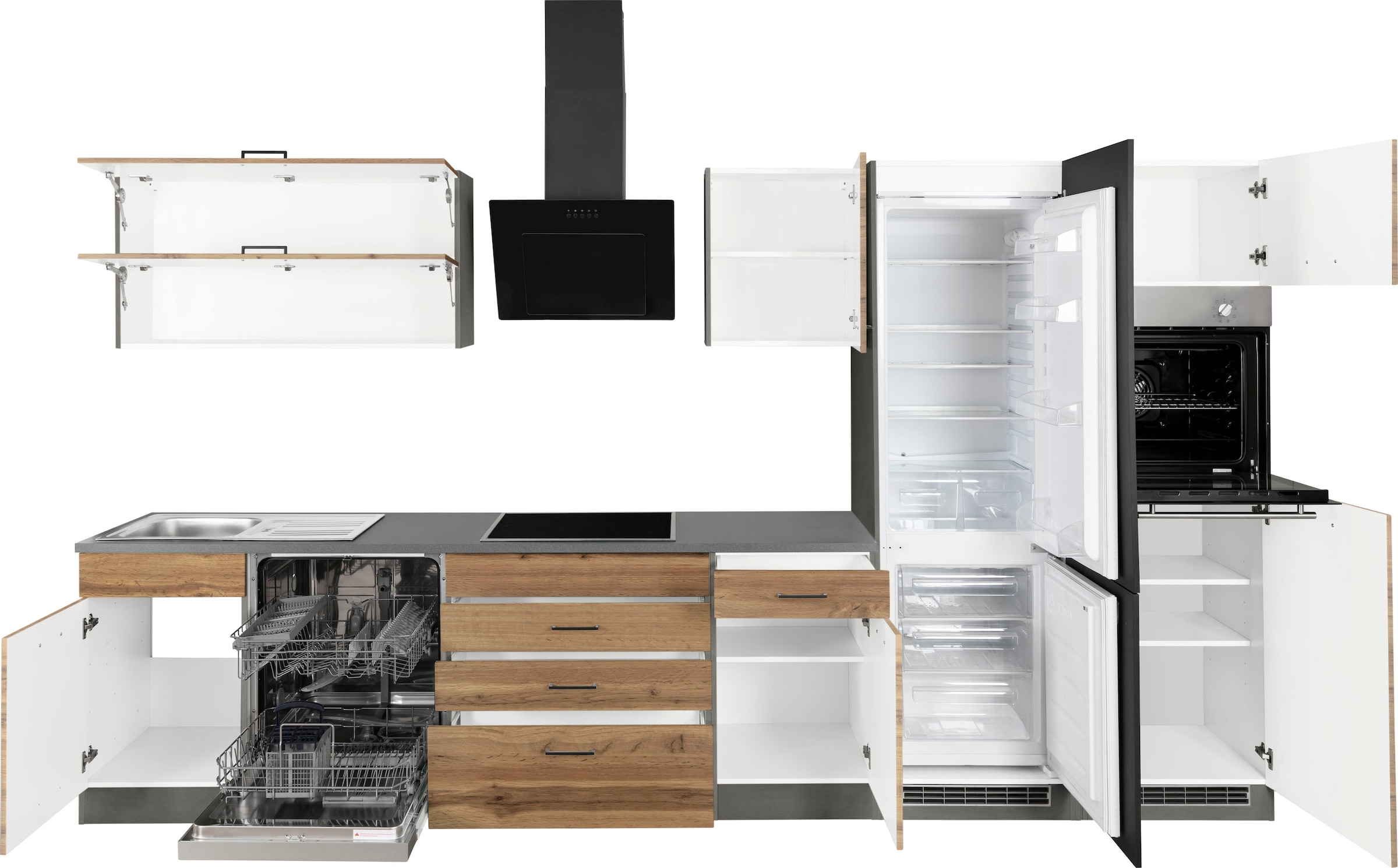 KOCHSTATION Küchenzeile »KS-Trier« ohne E-Geräte, Breite 360 cm