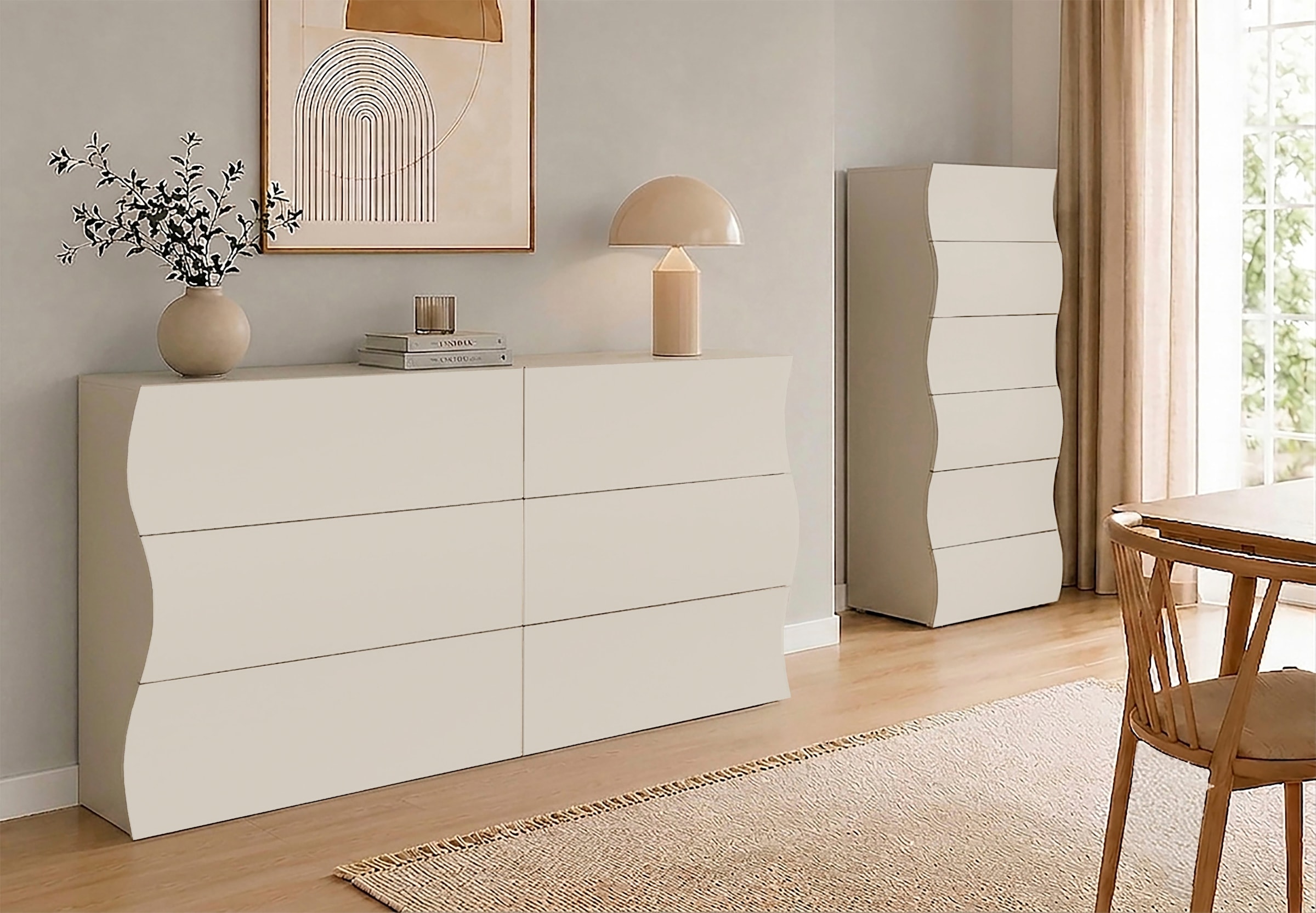 Home affaire Kommode »Onda« Onda, 154 cm breit, Kaschmir, mit 6 Schubladen, Made in Italy