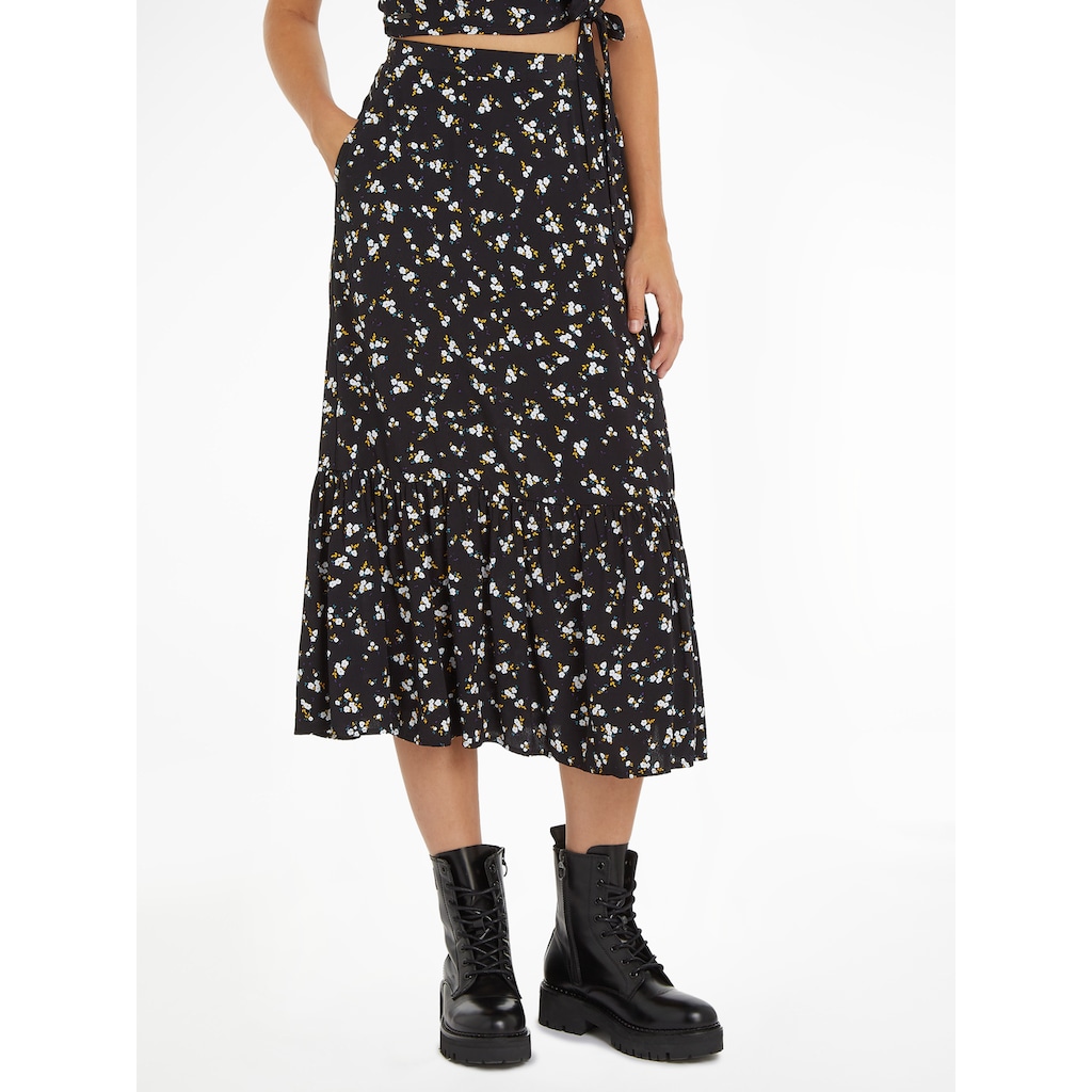 Tommy Jeans A-Linien-Rock »TJW FLORAL RUFFLE MIDI SKIRT EXT«