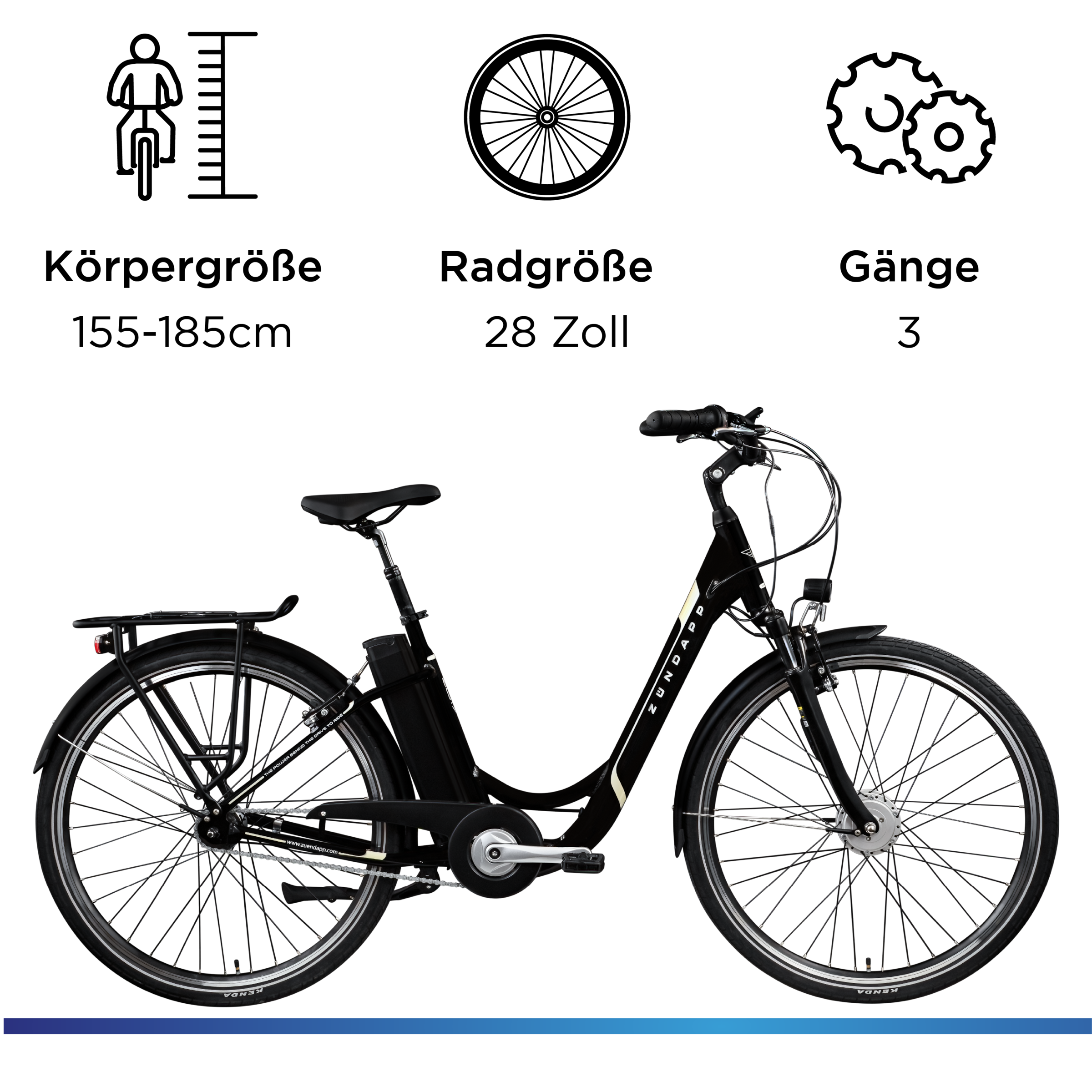 Zündapp »Z517« 7 Gang Nabenschaltung Frontmotor 250 W E Bike Damenfahrrad 28 Zoll 155 - 190 cm mit 7 Gang Nabenschaltung