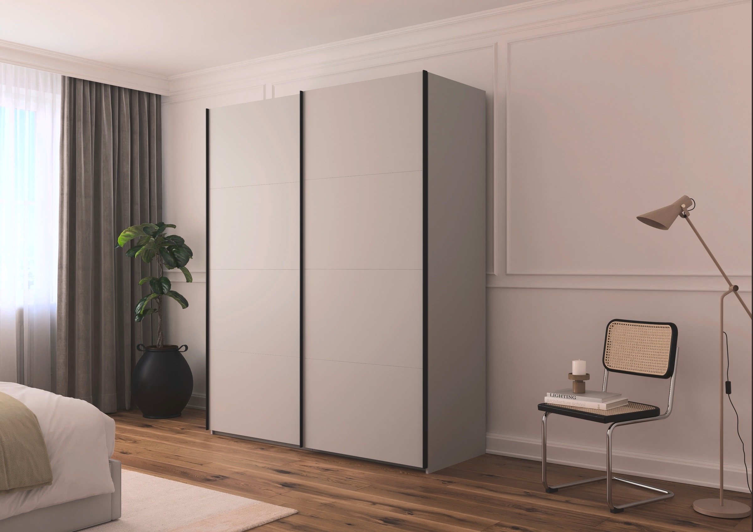 rauch Schwebetürenschrank »Kleiderschrank Schrank Garderobe Schlafzimmerschrank SCALE-FYRA« edle viergeteilte Türen viele Farben und Griff-Farben MADE IN GERMANY