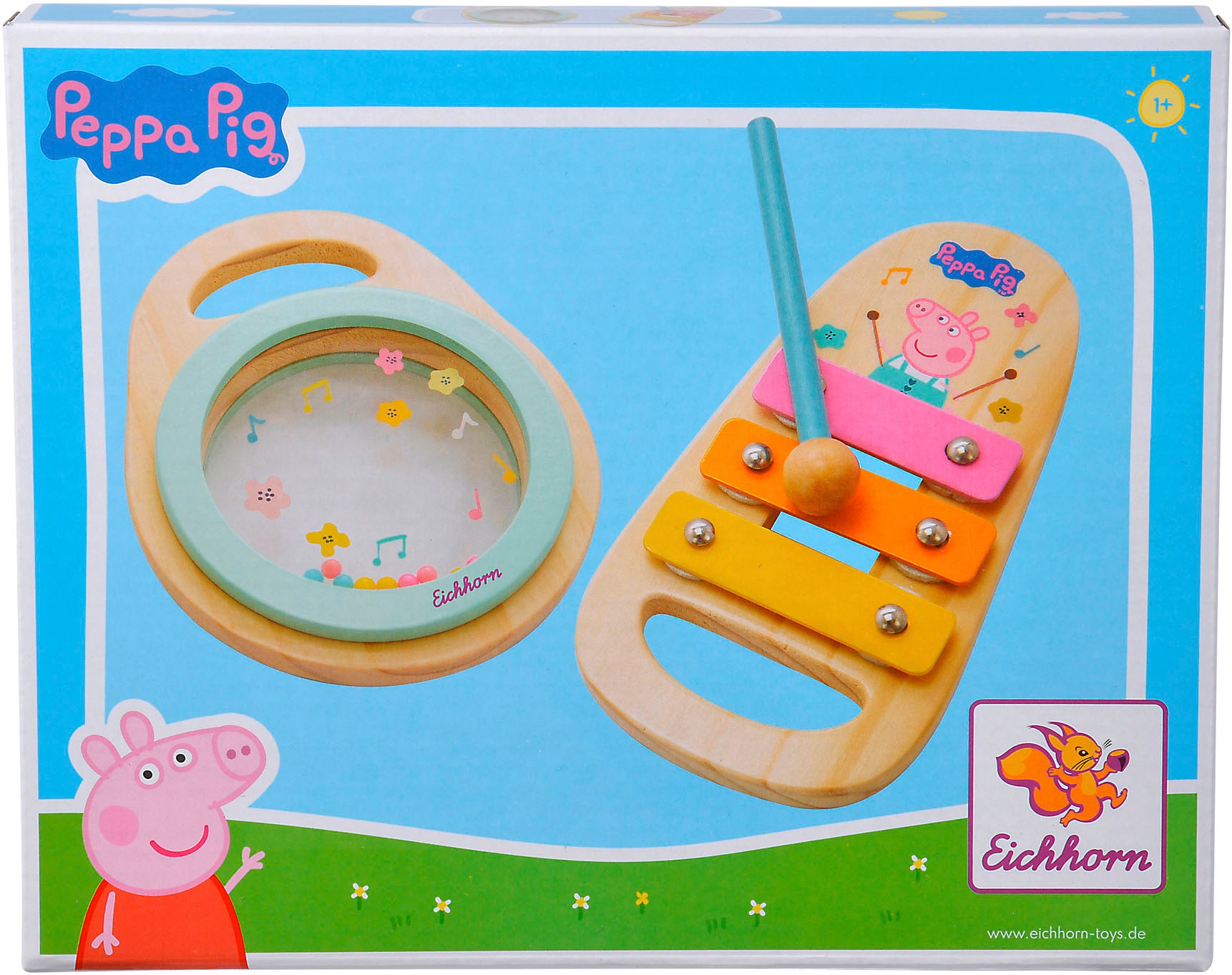 Eichhorn Spielzeug-Musikinstrument »Peppa Pig Holz-Musikset, 2-tlg.«, (Set, 2 tlg.)