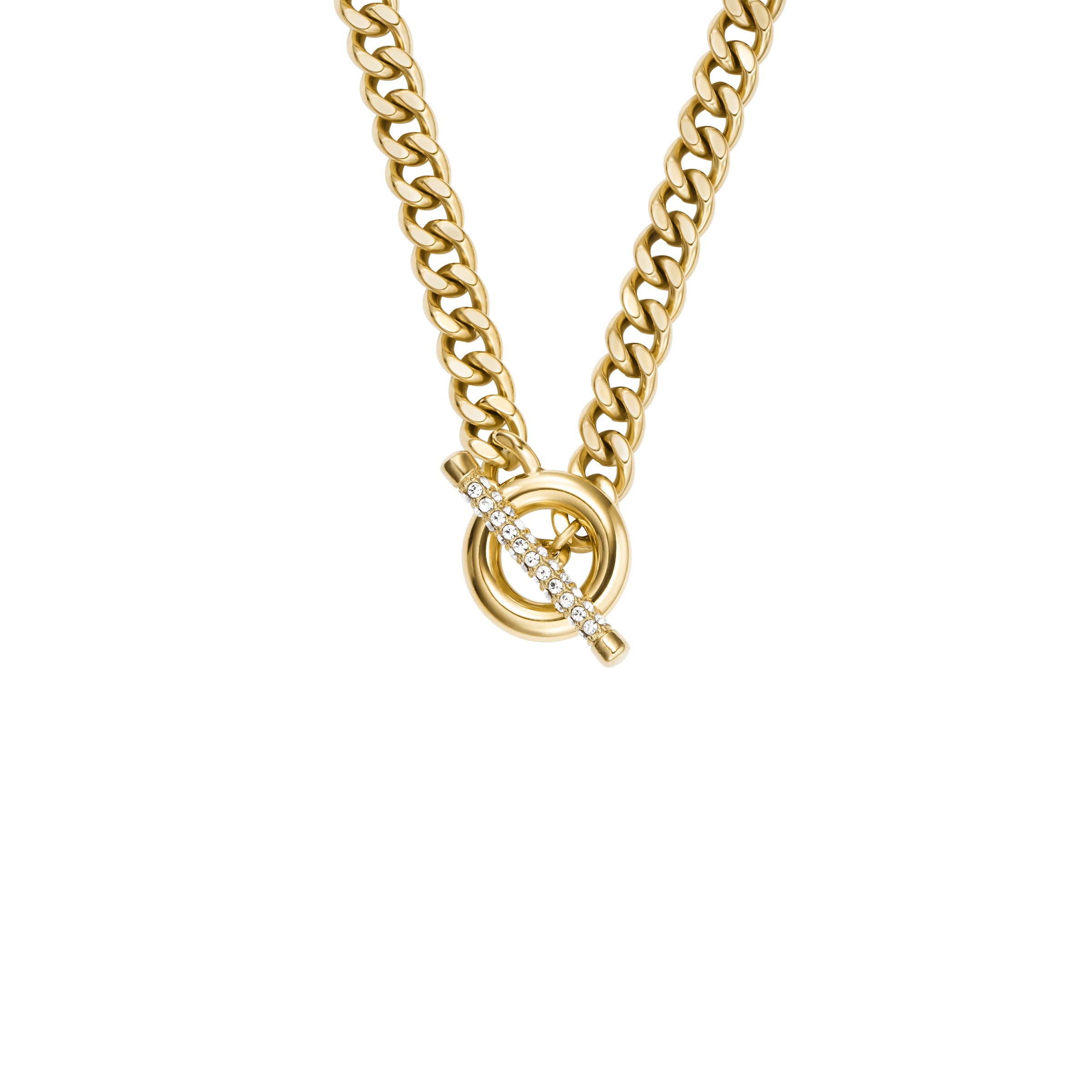 Fossil Kette ohne Anhänger »Schmuck Geschenk Edelstahl CARLIE T-BAR« mit Glasstein