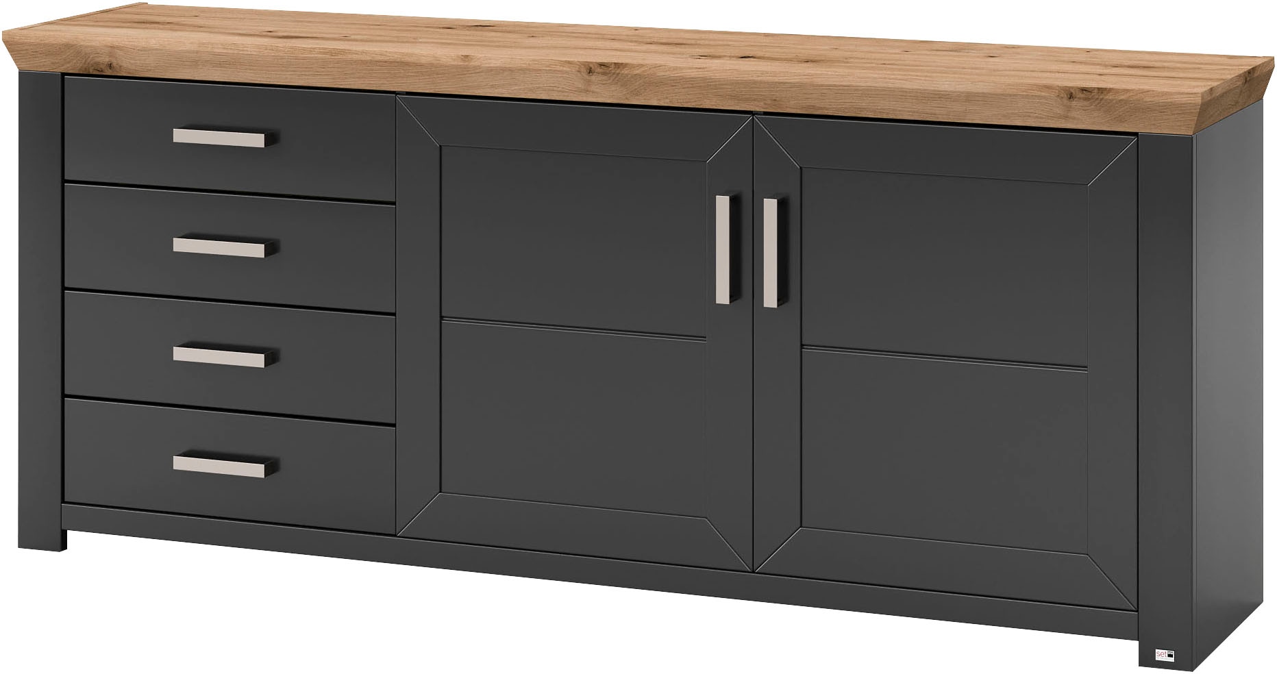 set one by Musterring Sideboard »York«, Typ 51, mit viel Stauraum, Bügelgriff silber, B 184 x H 79 cm