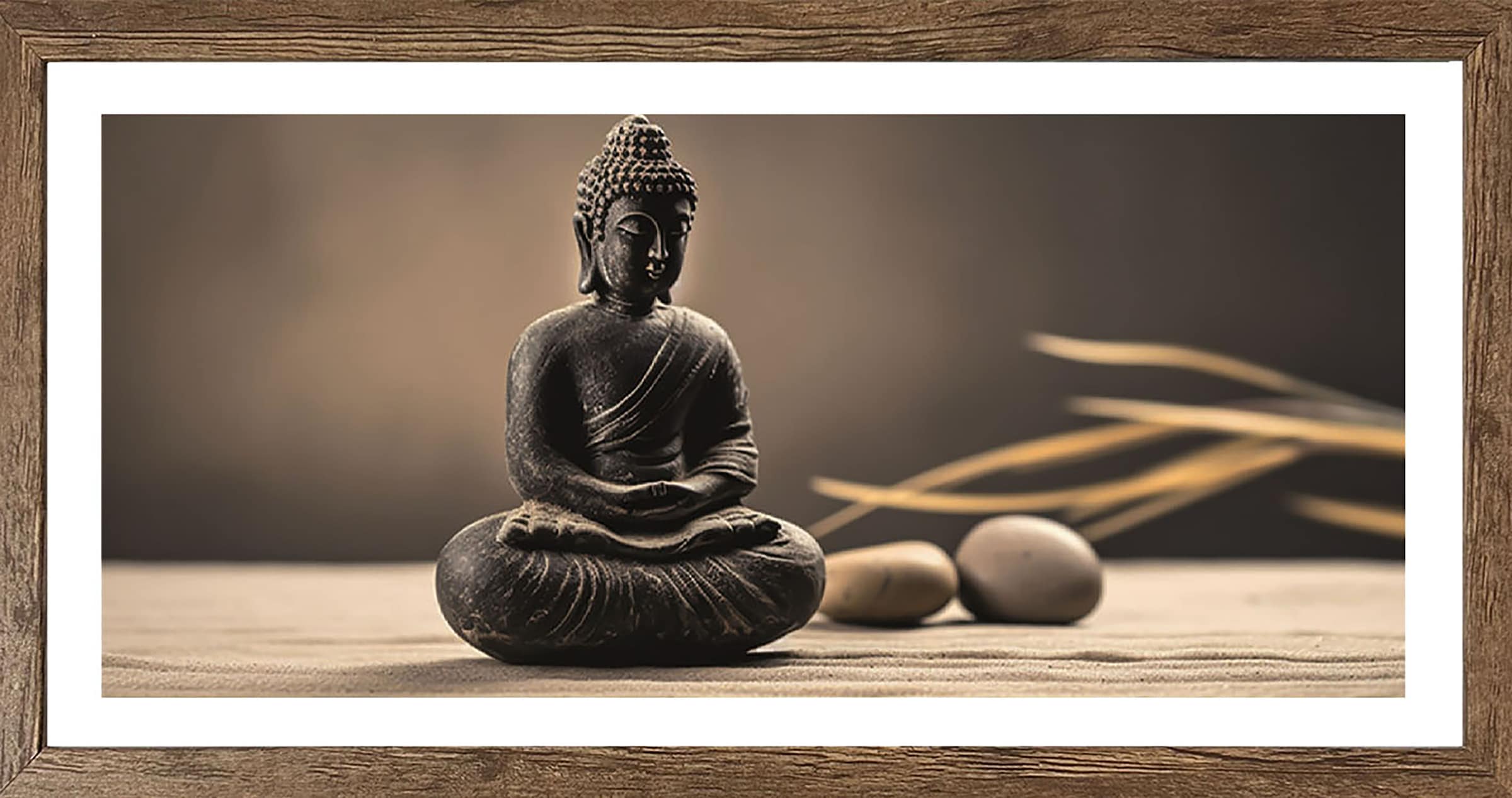 Bönninghoff Bild mit Rahmen, Buddha-Buddhafigur-Buddhismus-Zen-Zen Bilder-Spirituelle Bilder, (1 St.)