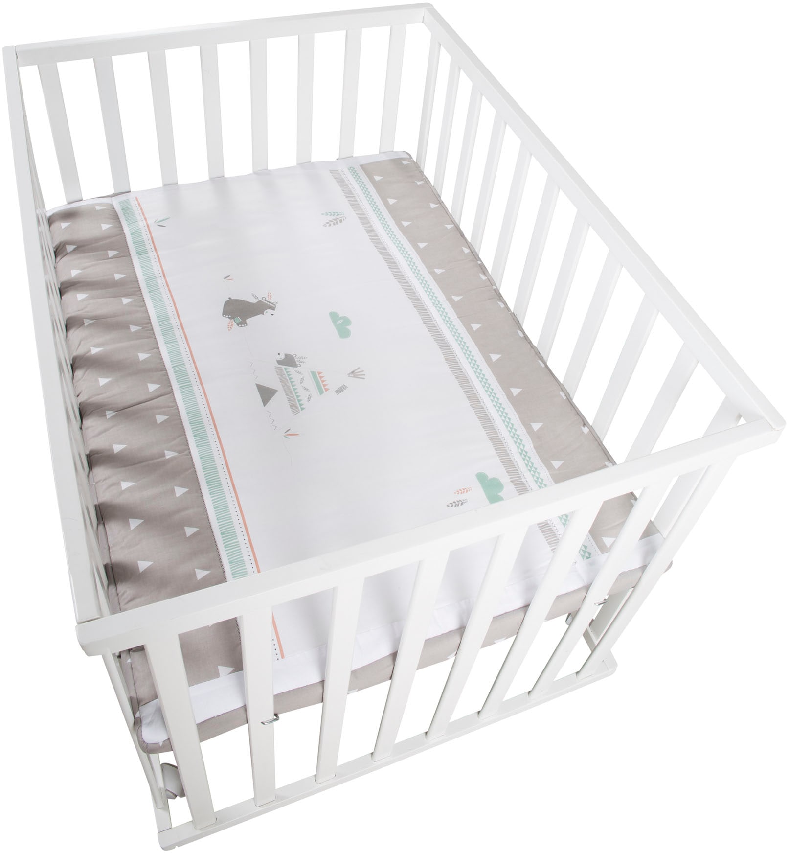 roba® Laufgitter »Indibär weiß, 100x75 cm«, bis 15 kg, mit Stoffeinlage