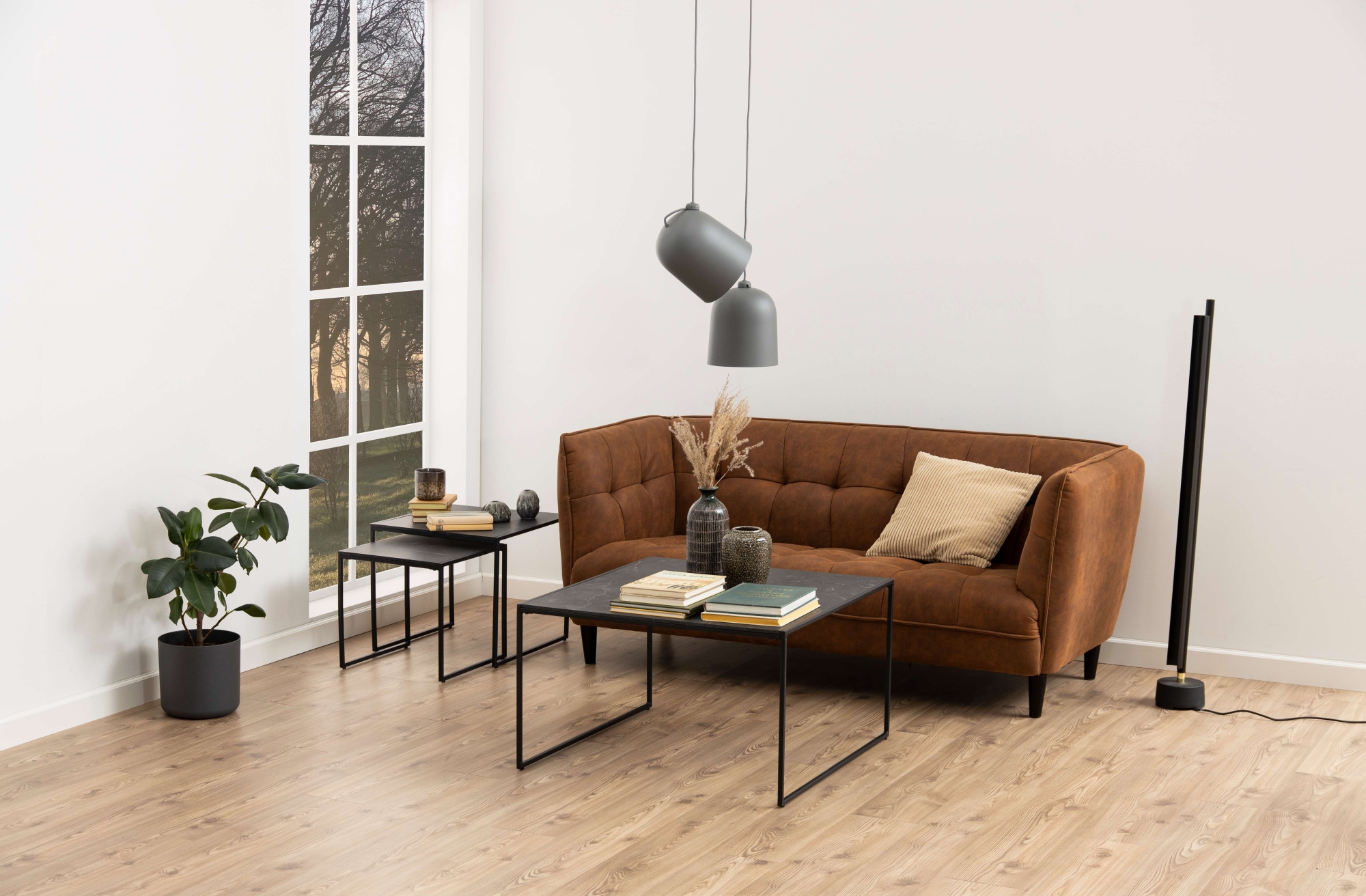 ACTONA GROUP Beistelltisch »Infinity« Set, 3 Stück,  Satz mit Tischen, Schlittenbeine aus schwarzem Metall, (Set, 2 st)