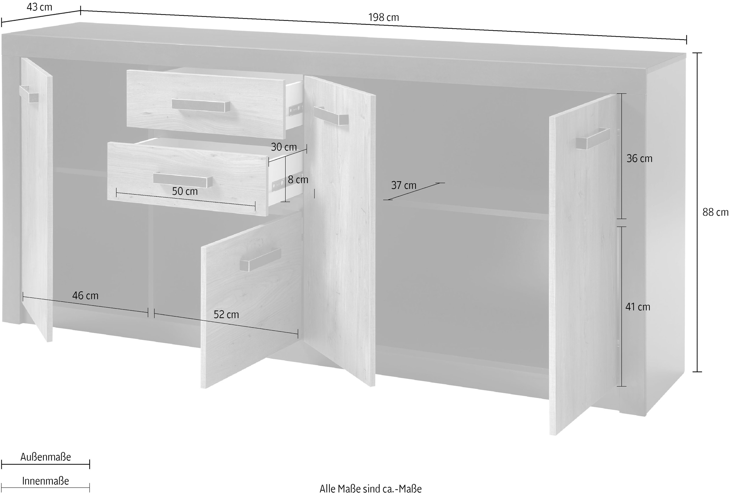 INOSIGN Sideboard »Brügge«, Breite ca. 198 cm