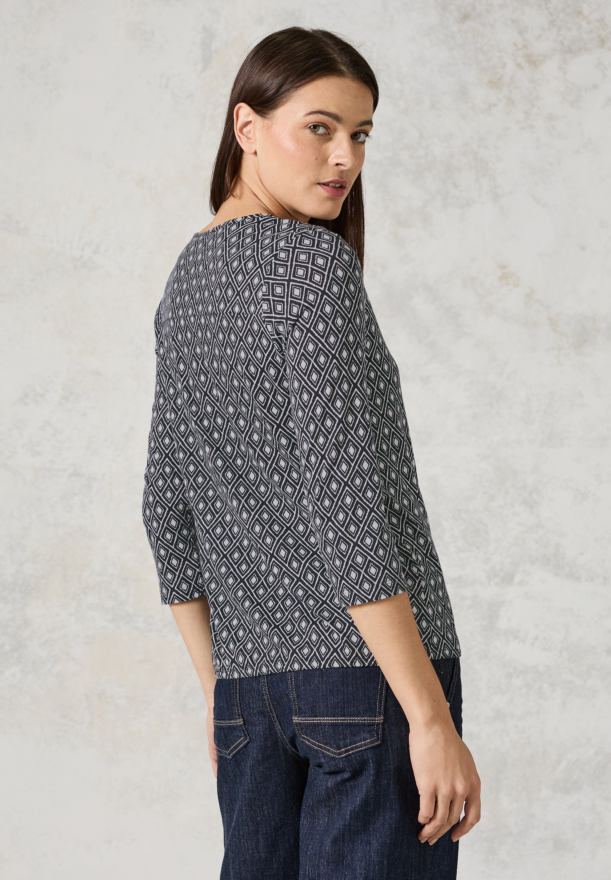 Cecil 3/4-Arm-Shirt, mit Cut Out und Allover-Print