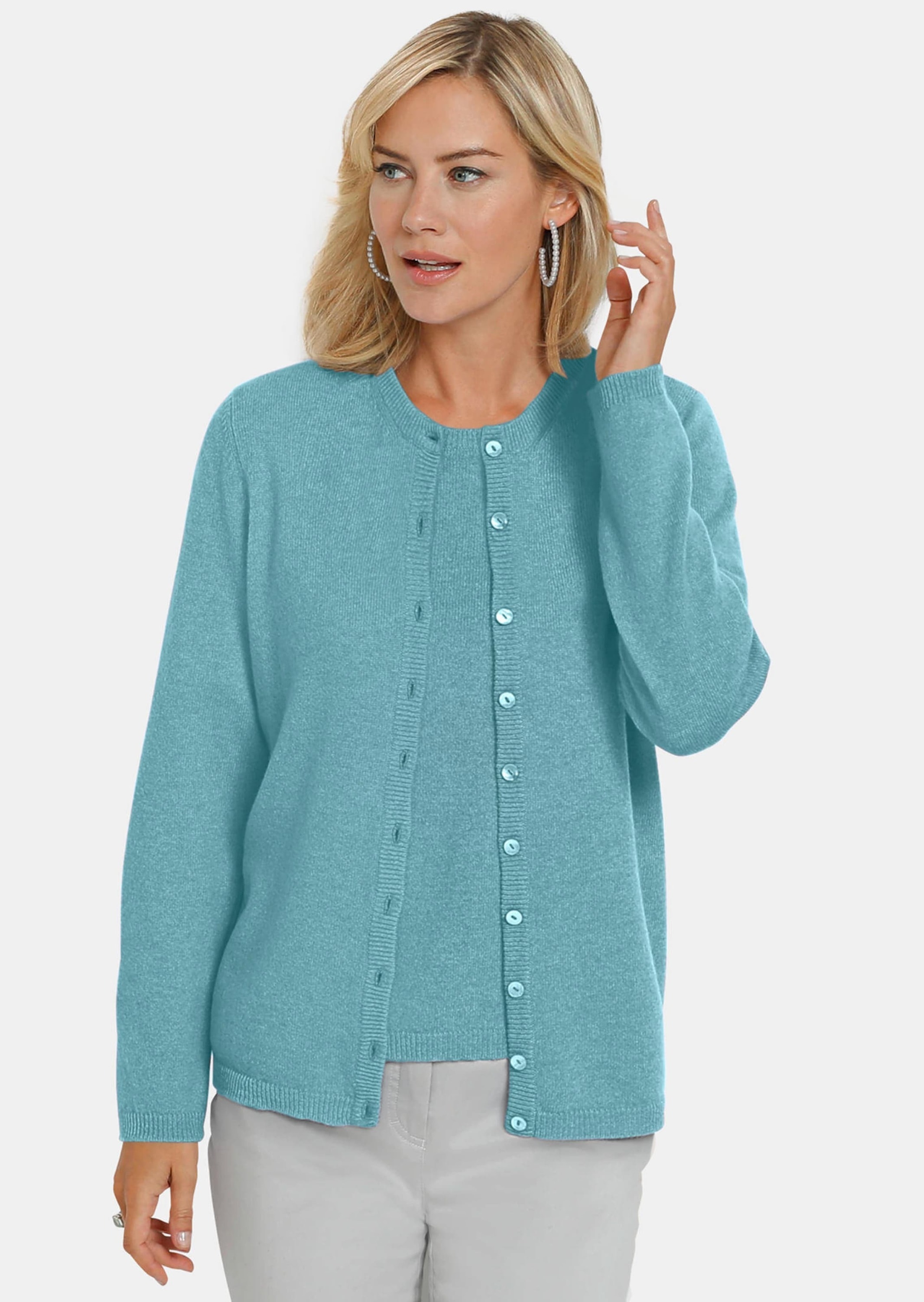GOLDNER Strickjacke »Kurzgröße Eleganter Herbstcardigan mit Rundhals« Ohne