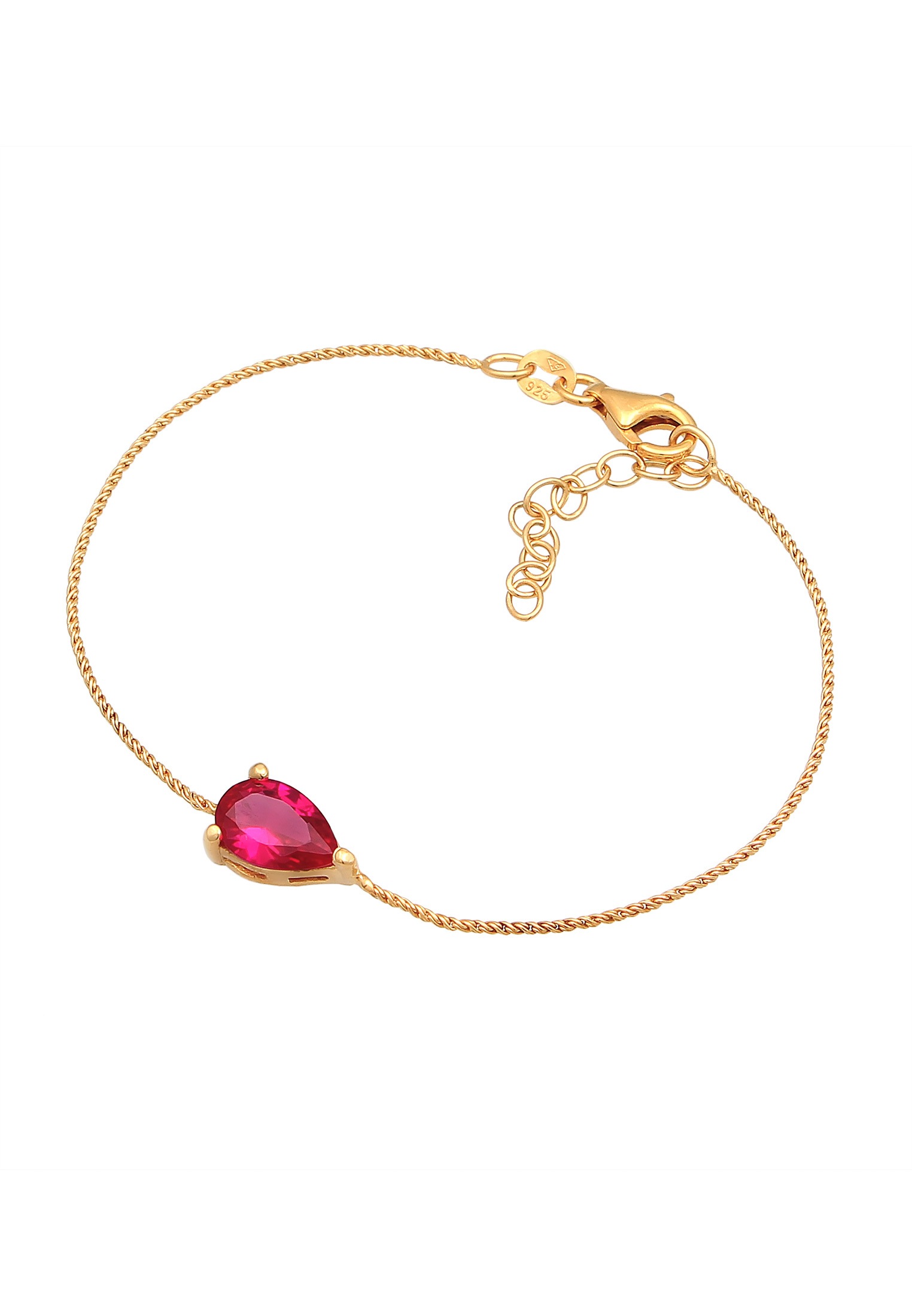 Elli Armkette »Armband Tropfen synthetischer Rubin 925 Silber«