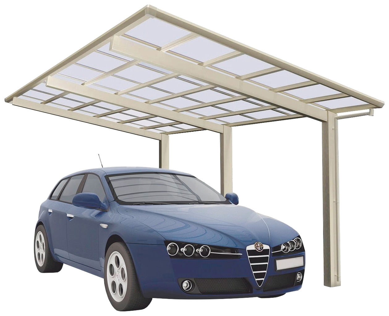 Einzelcarport »Linea Typ 110 Standard-Edelstahl-Look«, Aluminium, 257 cm,...