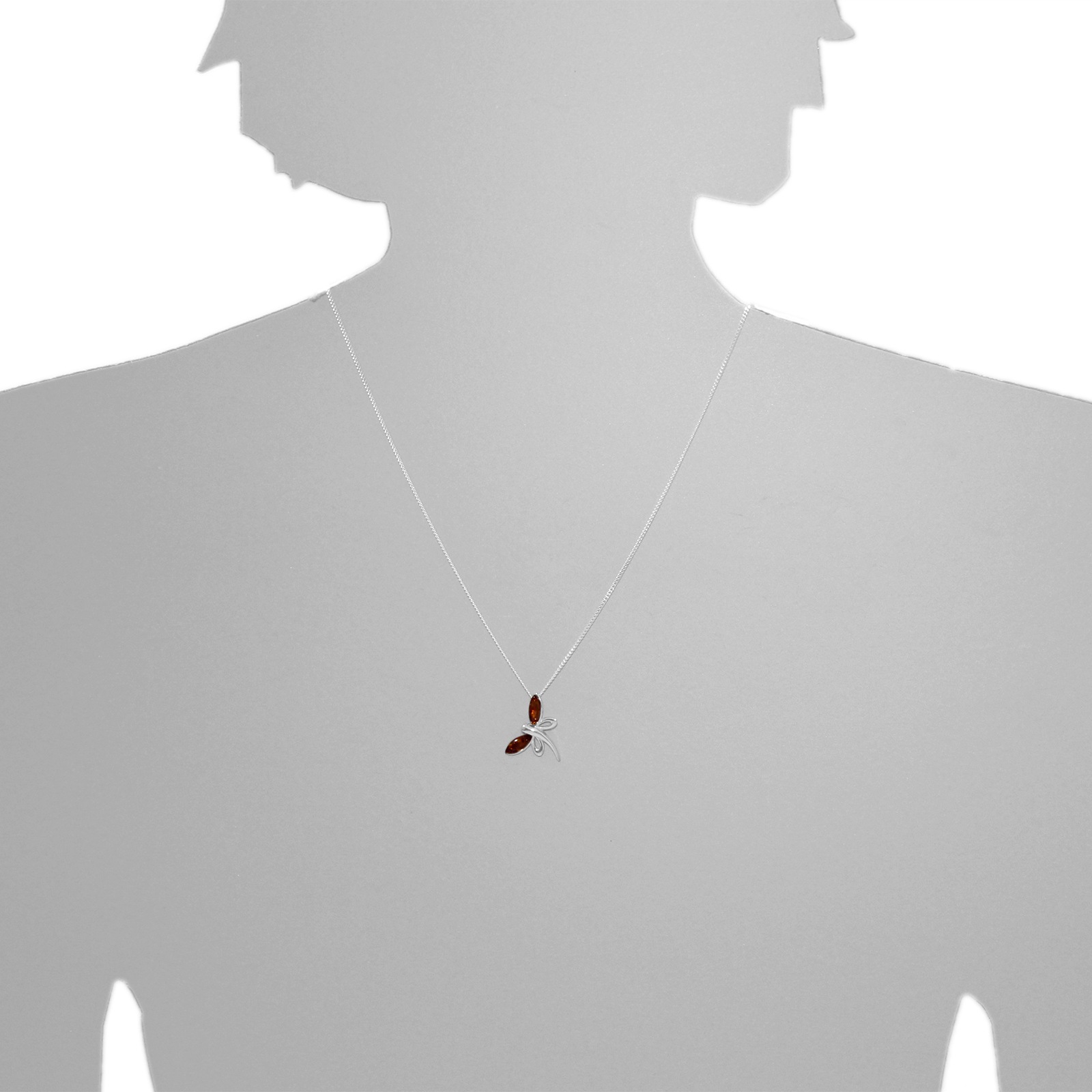 OSTSEE-SCHMUCK Kettenanhänger »- Gleiter-Schmetterling - Silber 925/000 - Bernstein«