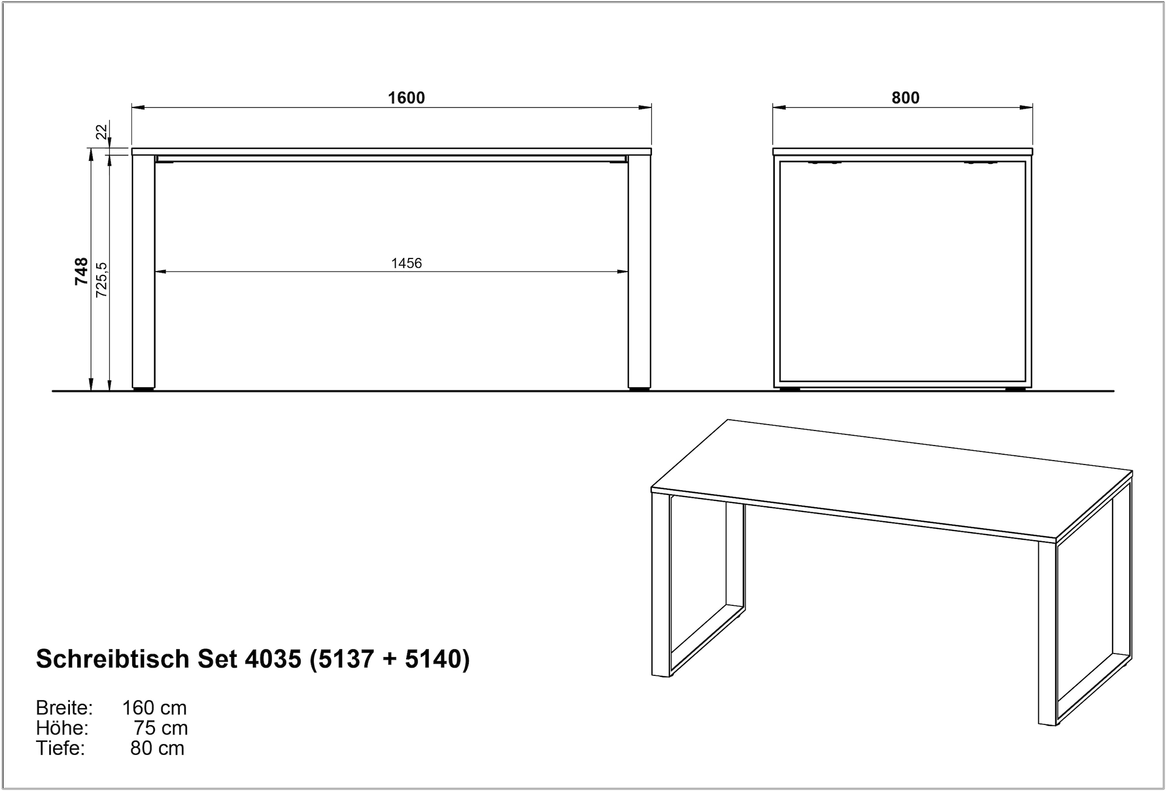 GERMANIA Schreibtisch »GW-Oviedo« 1 Stk. tlg. Kufengestell aus Metall