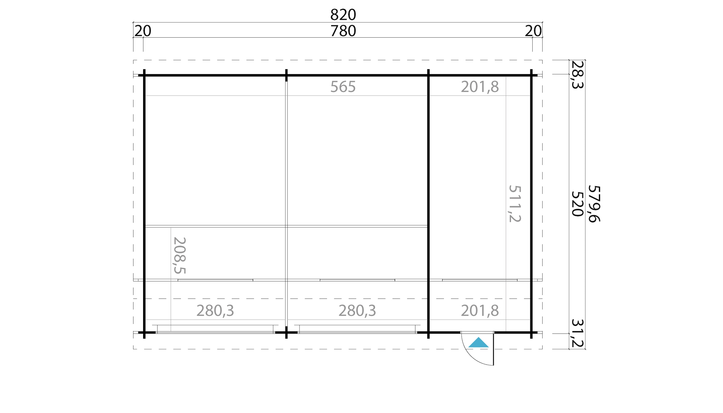 Nordic Holz Garage »HAWAII« BxT: 820x579 cm, 207 cm Einfahrtshöhe, mit Schwingtor