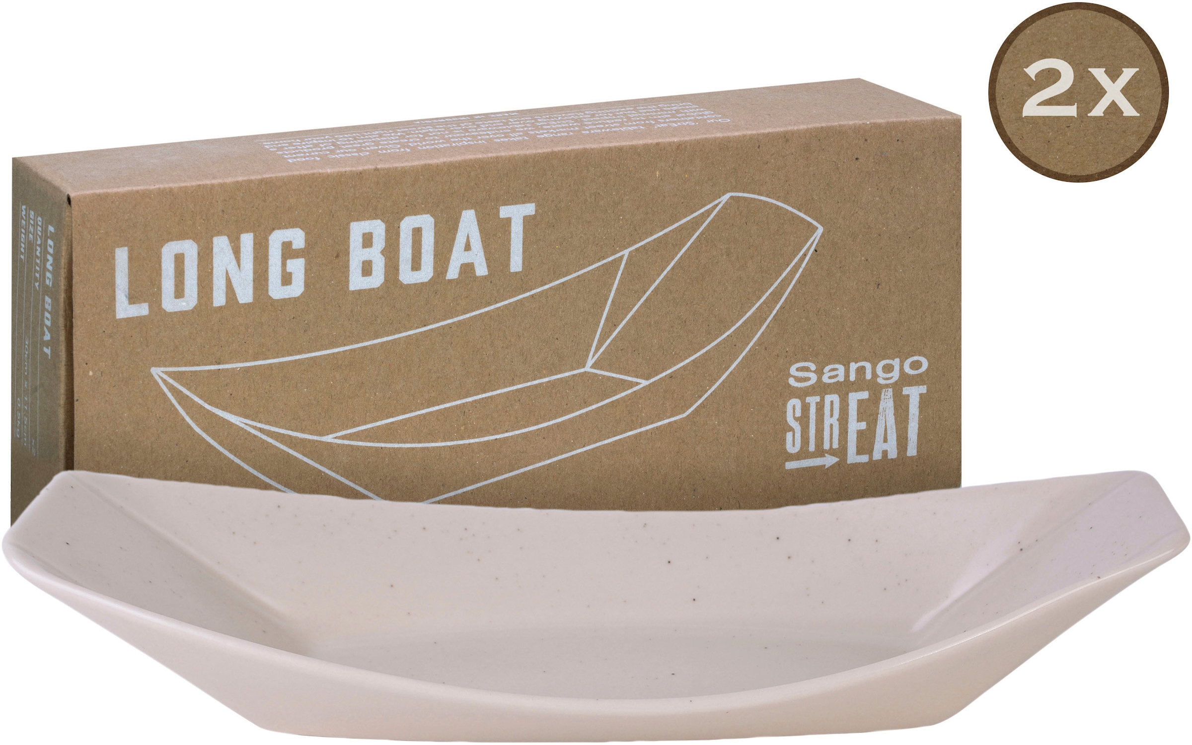 CreaTable Servierschale »Boat« 2 Stk. aus Steinzeug Snackschale, Topaktueller „Streat Food“ Trend