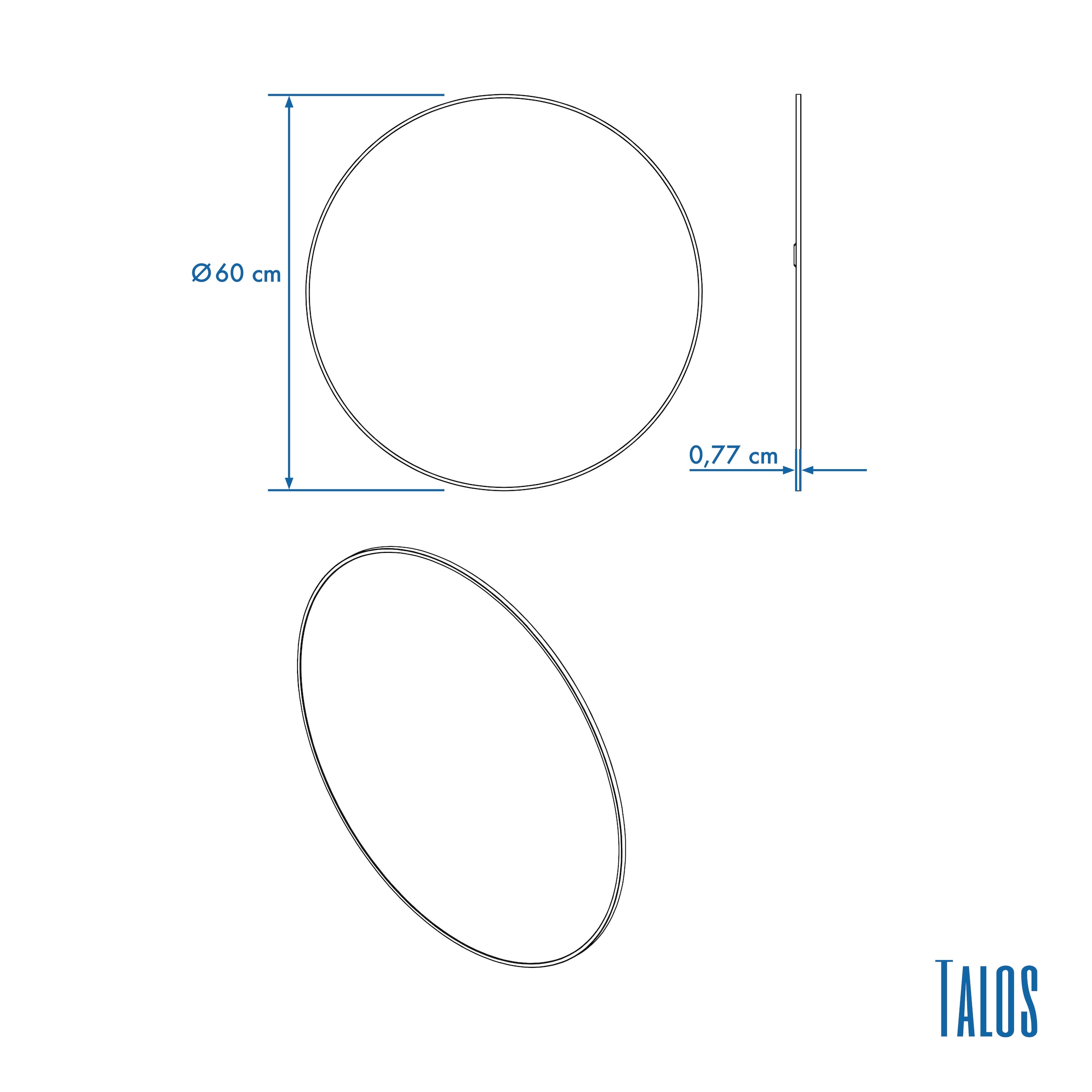 Talos Badspiegel »Picasso schwarz Ø 60 cm«, hochwertiger Aluminiumrahmen