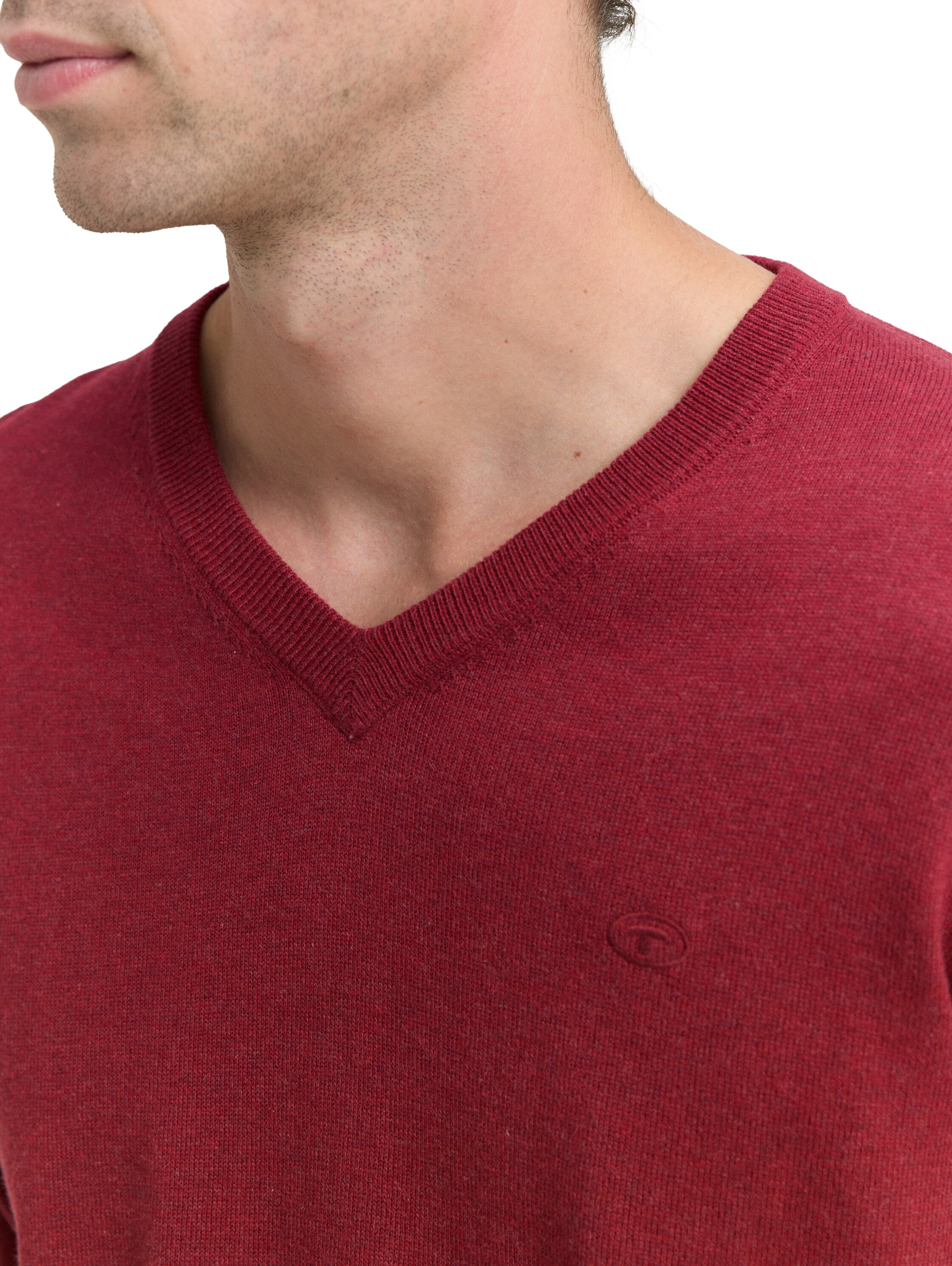 TOM TAILOR V-Ausschnitt-Pullover, mit kleiner Logo-Stickerei