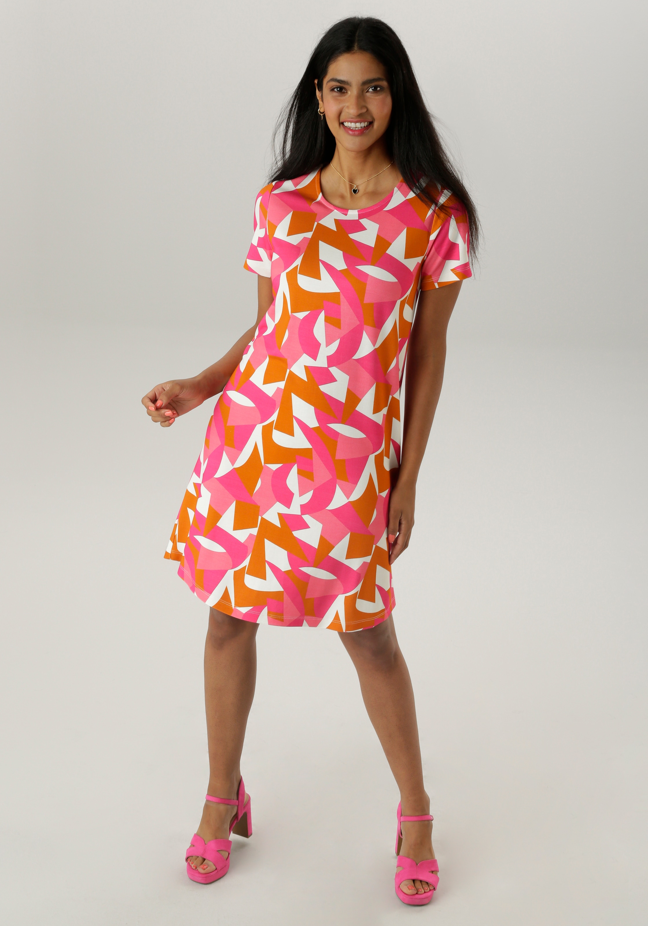 Aniston SELECTED Jerseykleid, mit farbenfrohen, graphischen Druck - NEUE KOLLEKTON