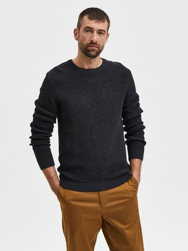 SELECTED HOMME Rundhalspullover »SLHVINCE LS KNIT BUBBLE CREW NECK NOOS«