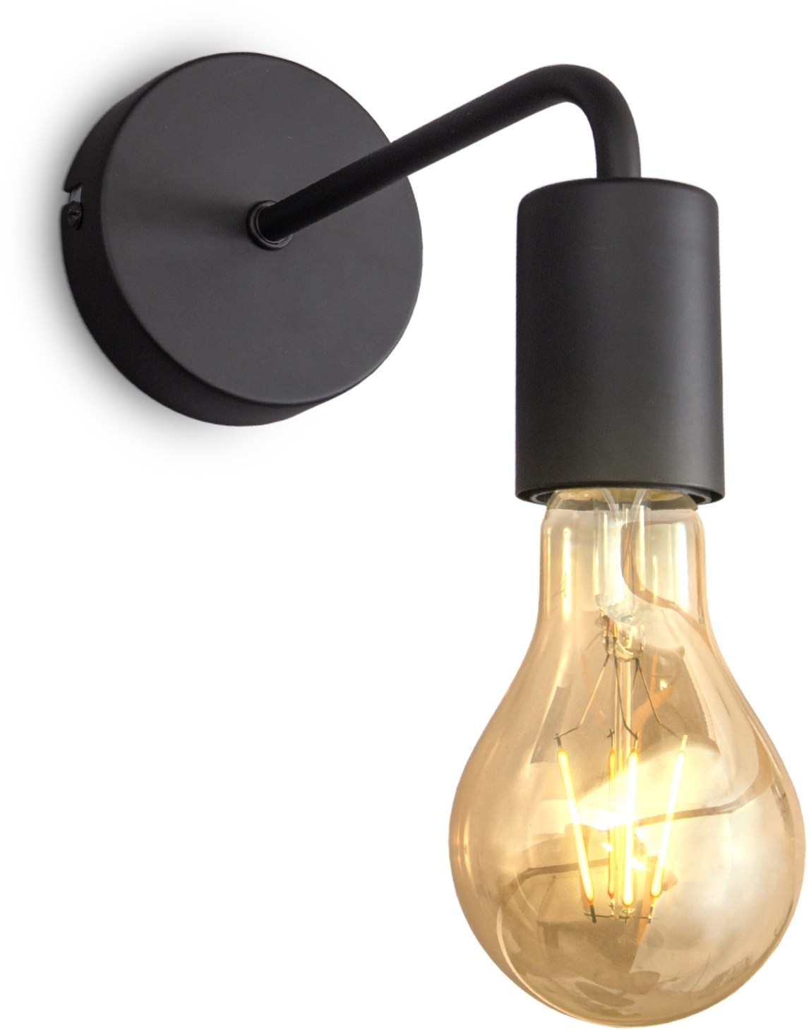 B.K.Licht Wandleuchte, 1 flammig-flammig, Wandlampe, 1 flammig, Vintage, Industrial-Design, Retro, Stahl, rund