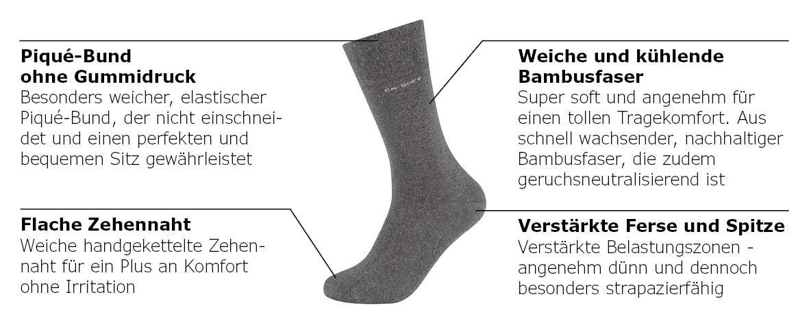 Camano Langsocken »ca-soft« 4 Paar tlg. verstärkte Ferse und Spitze
