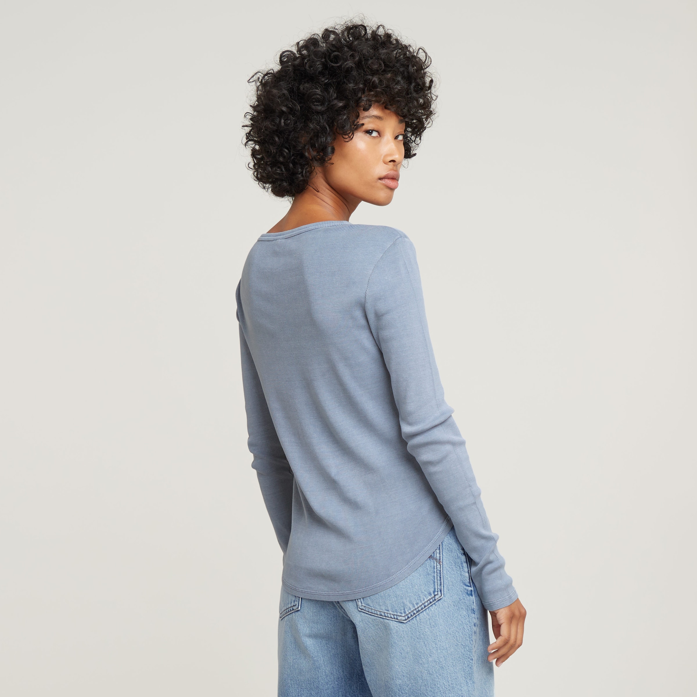 G-STAR Langarmshirt »Deep v slim«, mit Knopfverschluss