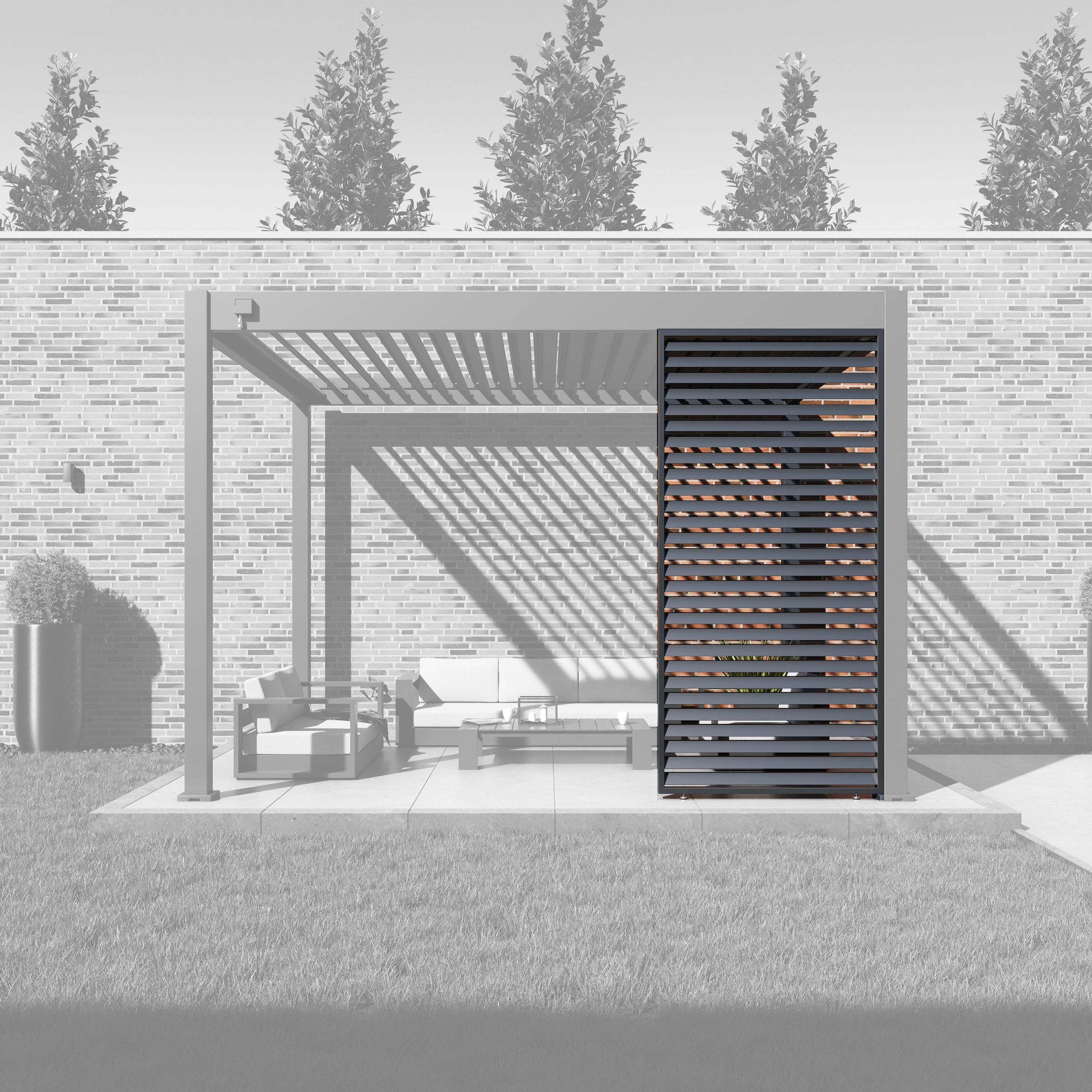 Paragon Pavillonseitenteil »Lamellen Sichtschutz für Pergola Grand Tuscan 12 Grau«