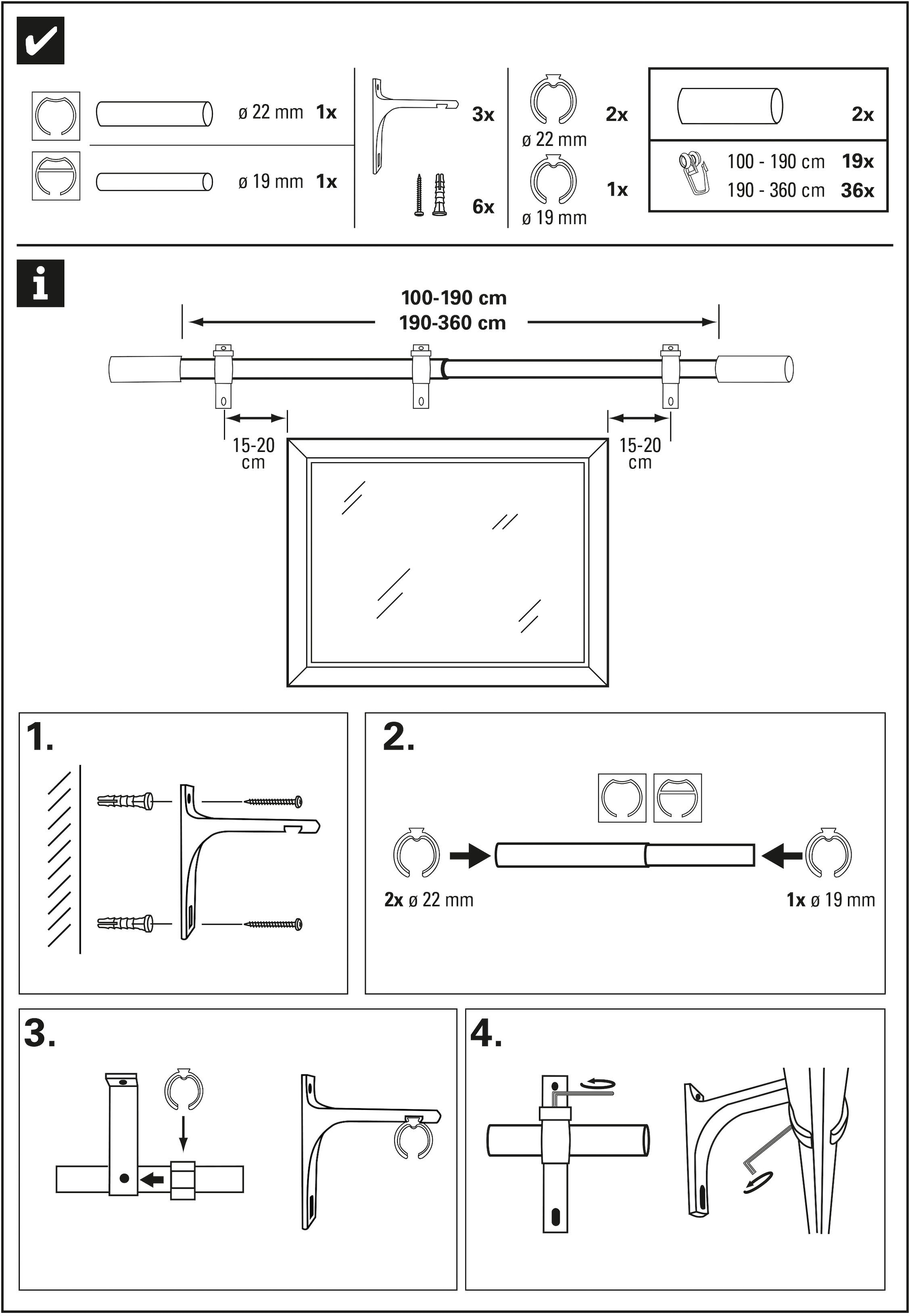 Set«, »Gardinenstangen Gardinenstange ausziehbar, 1 GARDINIA läufig-läufig, 1-Lauf